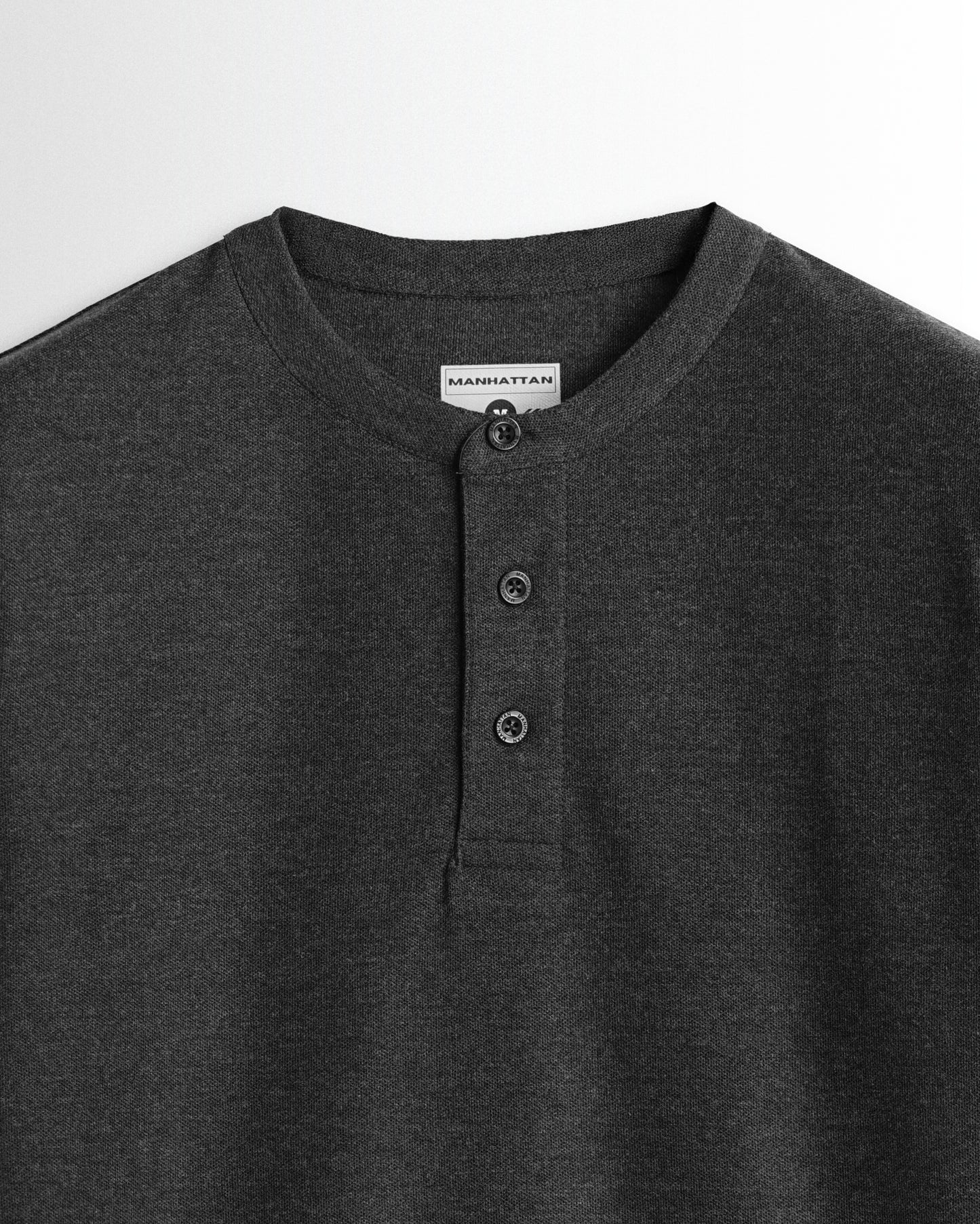 Pure Cotton Henley Without Pocket T Shirt (Dark Grey)