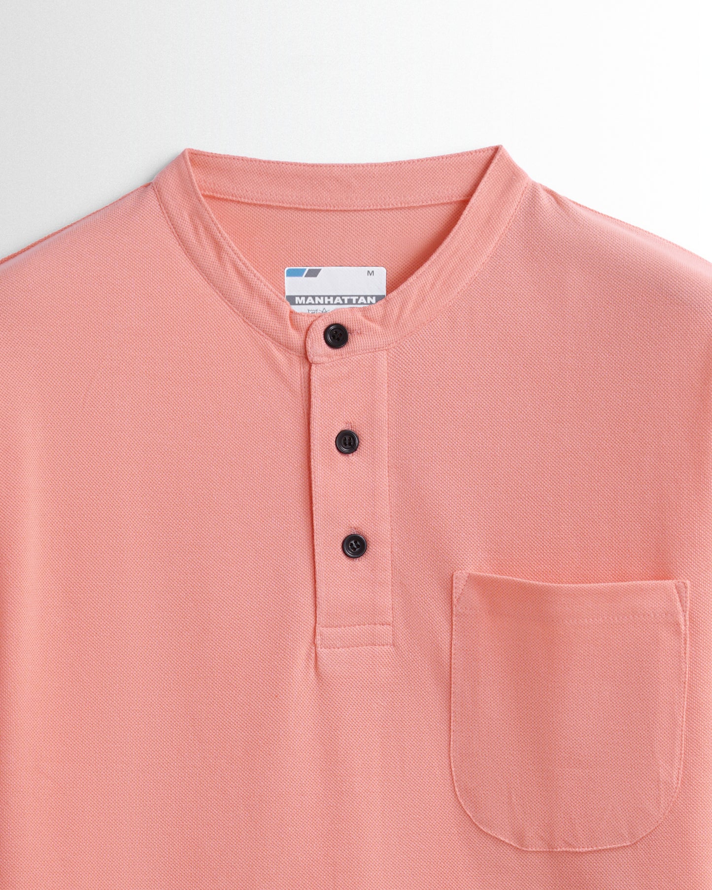 Henley Pocket Full Sleeve Light Orange