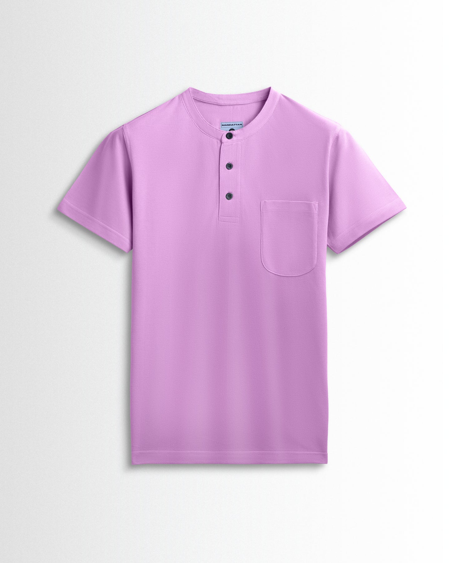 Pure Cotton Henley Pocket T shirts (Lilac)