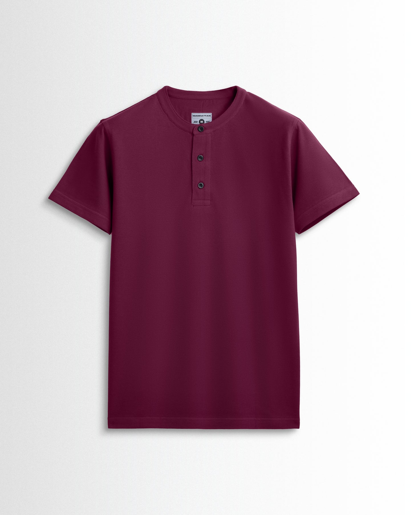 Pure Cotton Henley Without Pocket T Shirts (Wine Red)