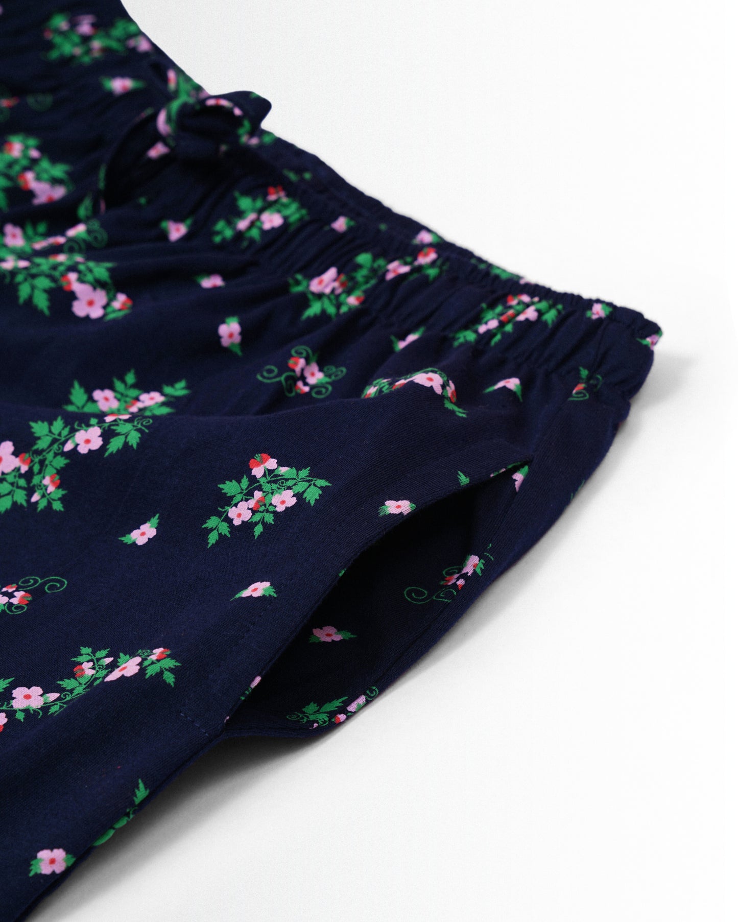 Women's Co ord set Navy Green Flower