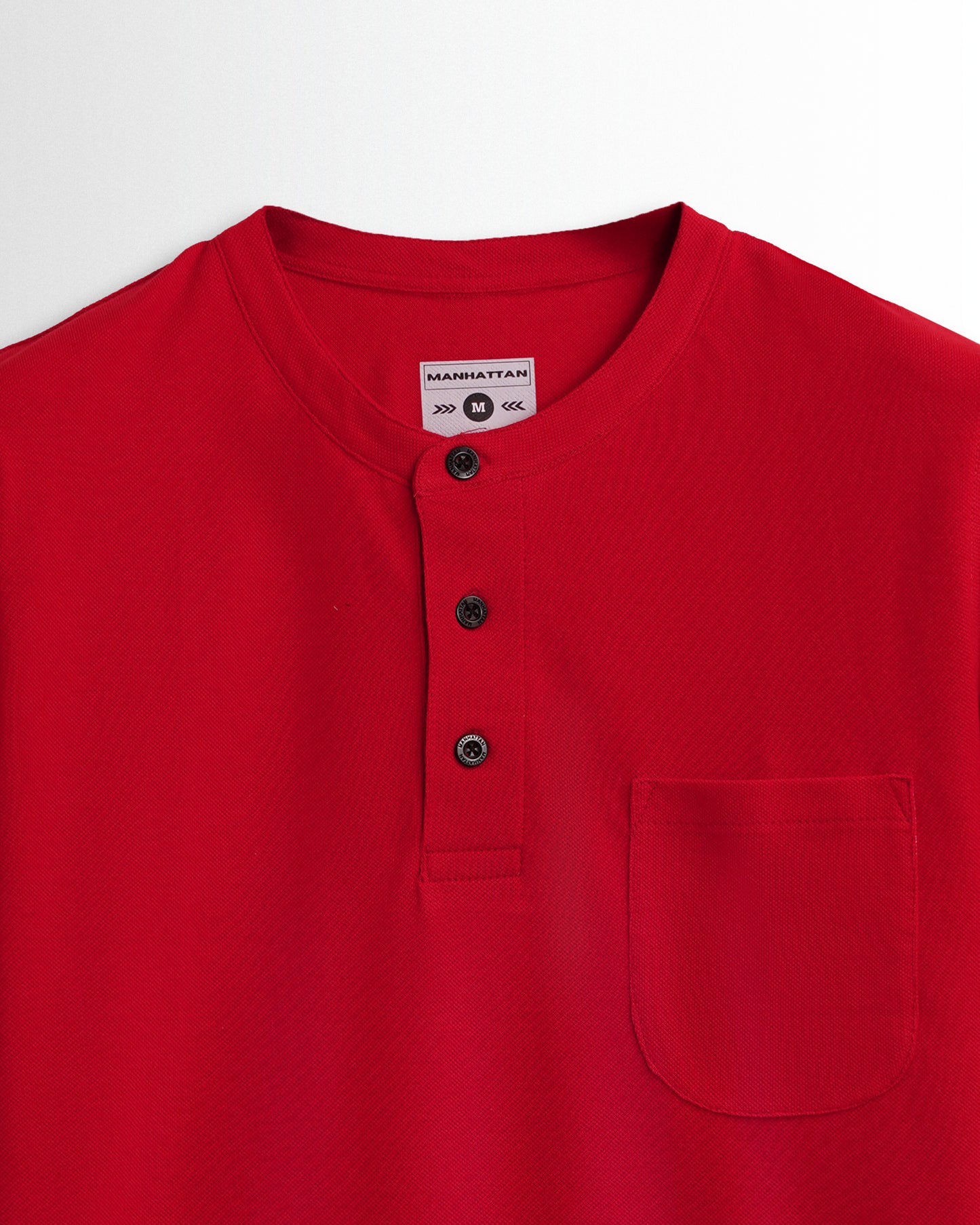 Pure Cotton Henley Pocket T shirts (Red)