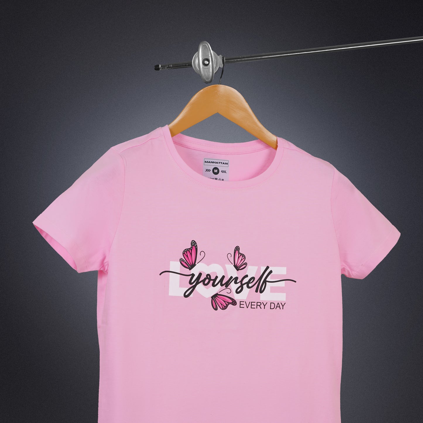 Womens Round Neck Regular Fit Cool Pink T Shirts