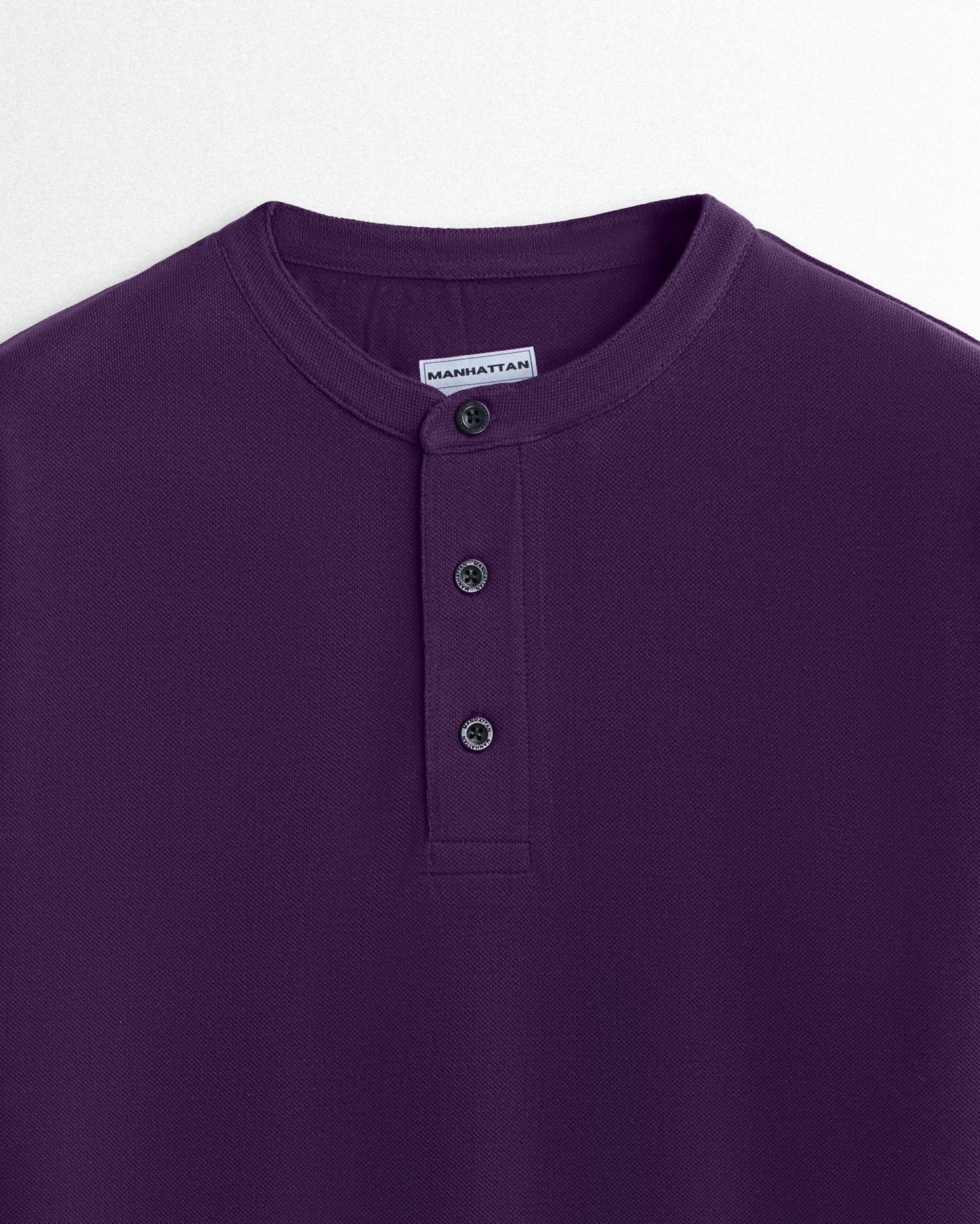 Pure Cotton Henley Without Pocket T Shirts (Purple)
