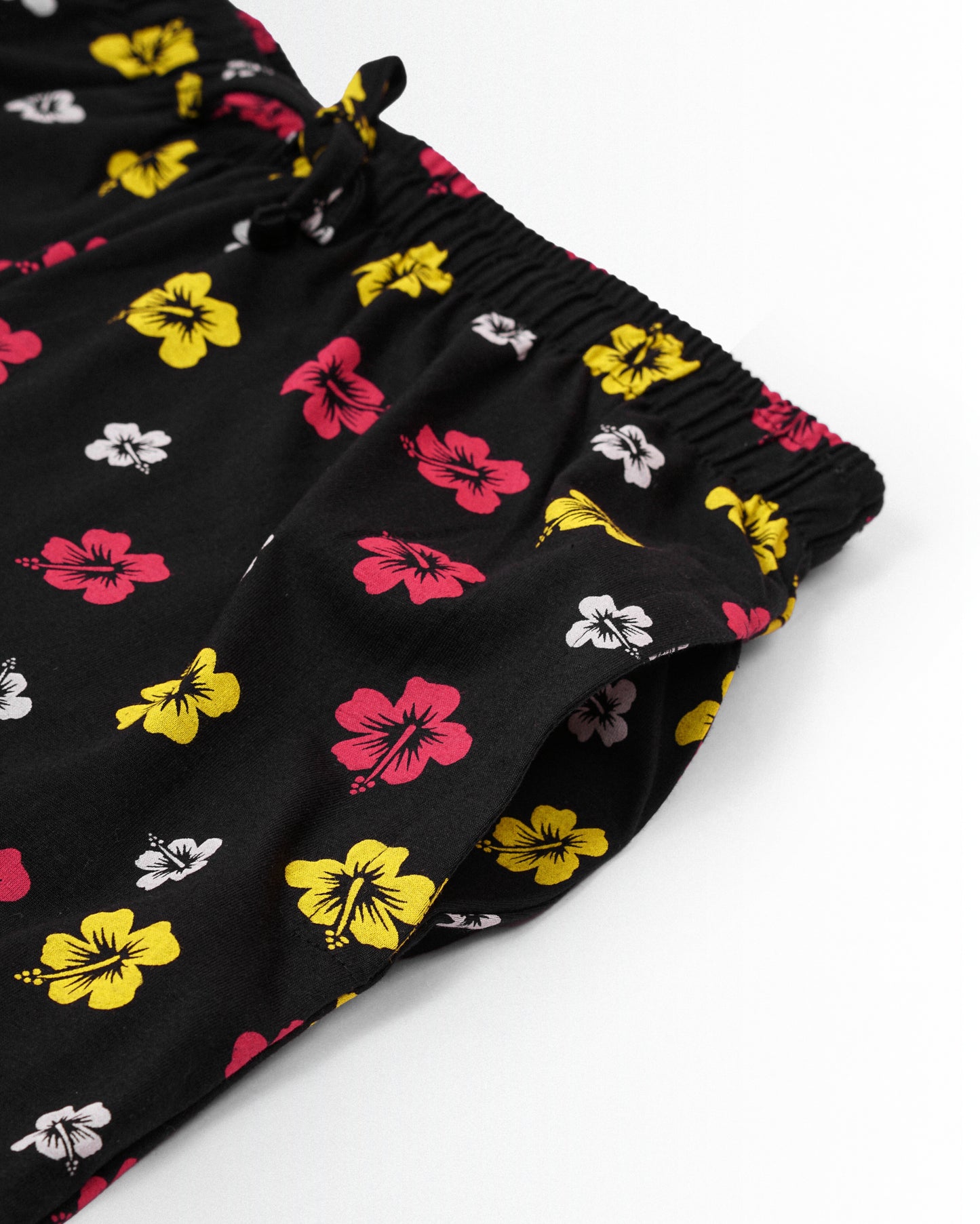 Women's Co ord set Black Yellow Flower