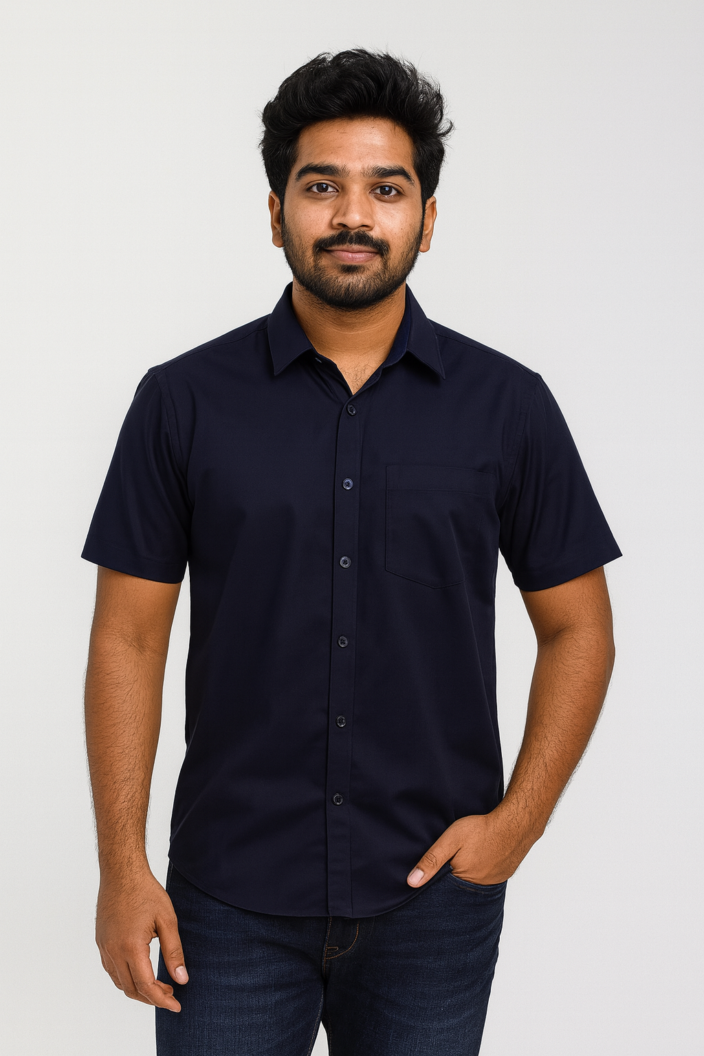 Pure Cotton Navy Shirts.