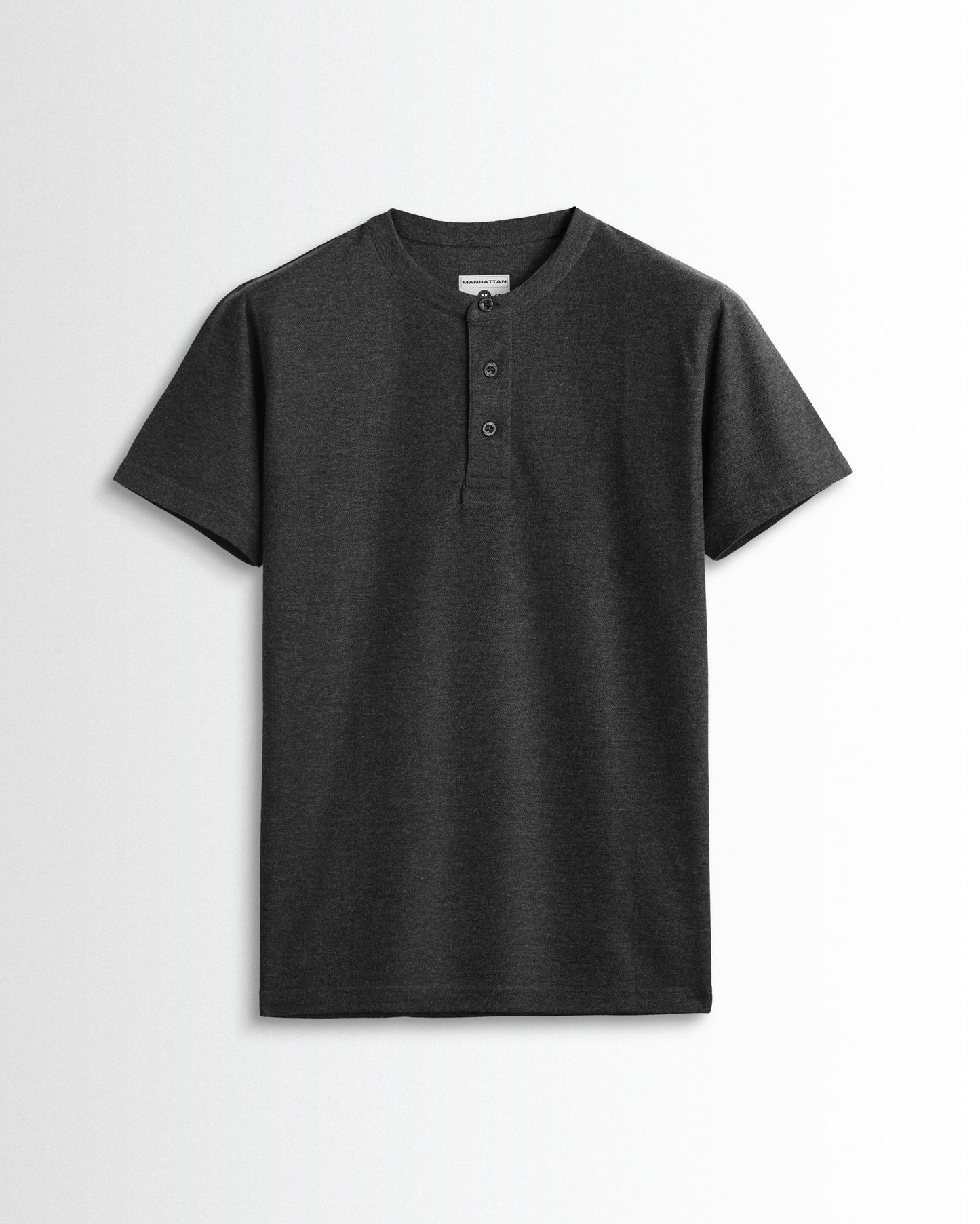 Pure Cotton Henley Without Pocket T Shirt (Dark Grey)