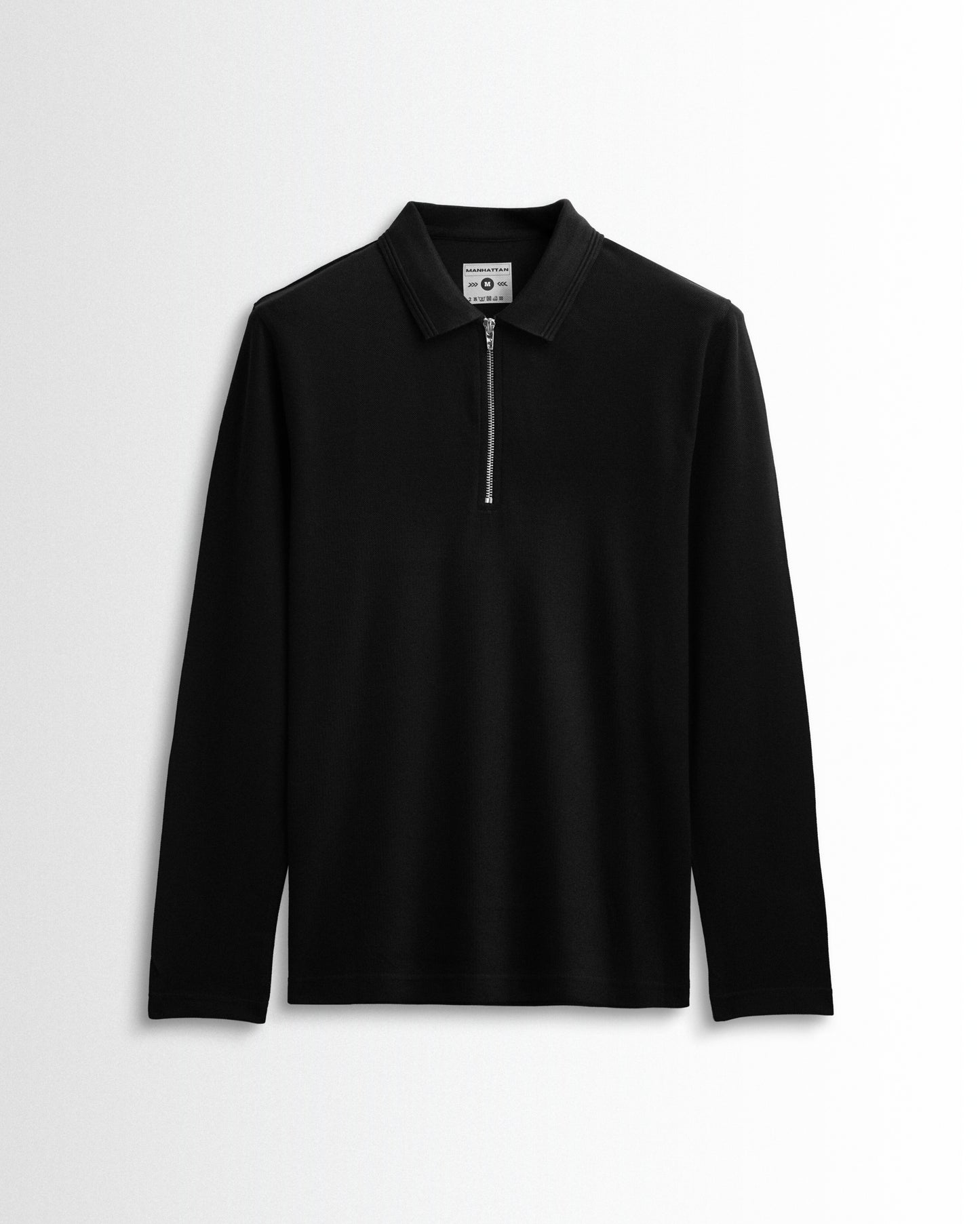 Polo Full Sleeve Silver Zipper Black Unisex