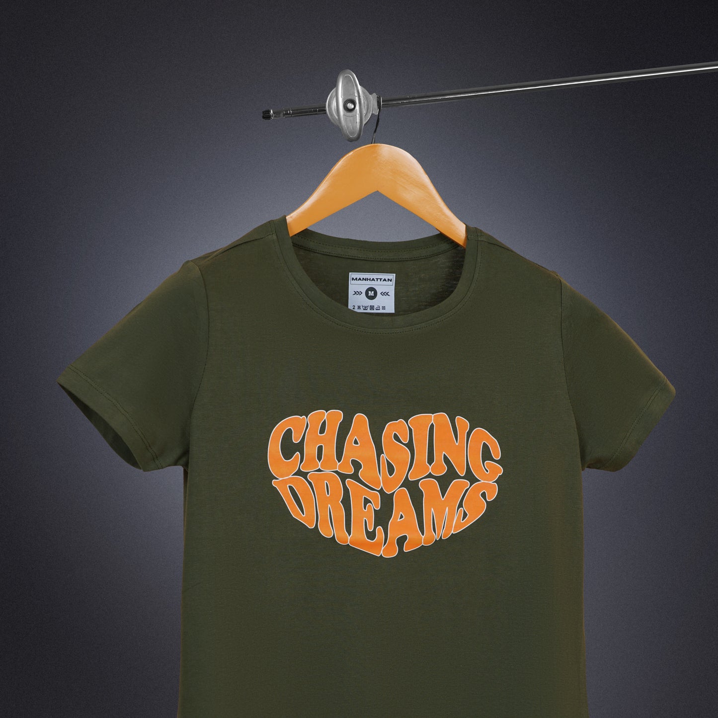 Womens Round Neck Regular Fit Military Green T Shirts
