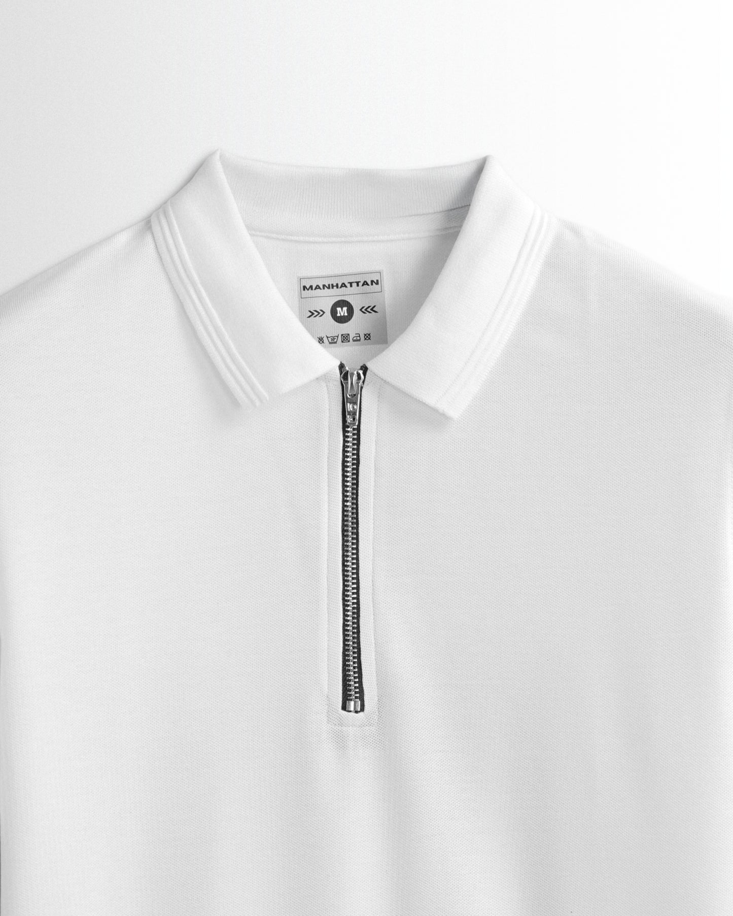 Polo Full Sleeve Silver Zipper White Unisex