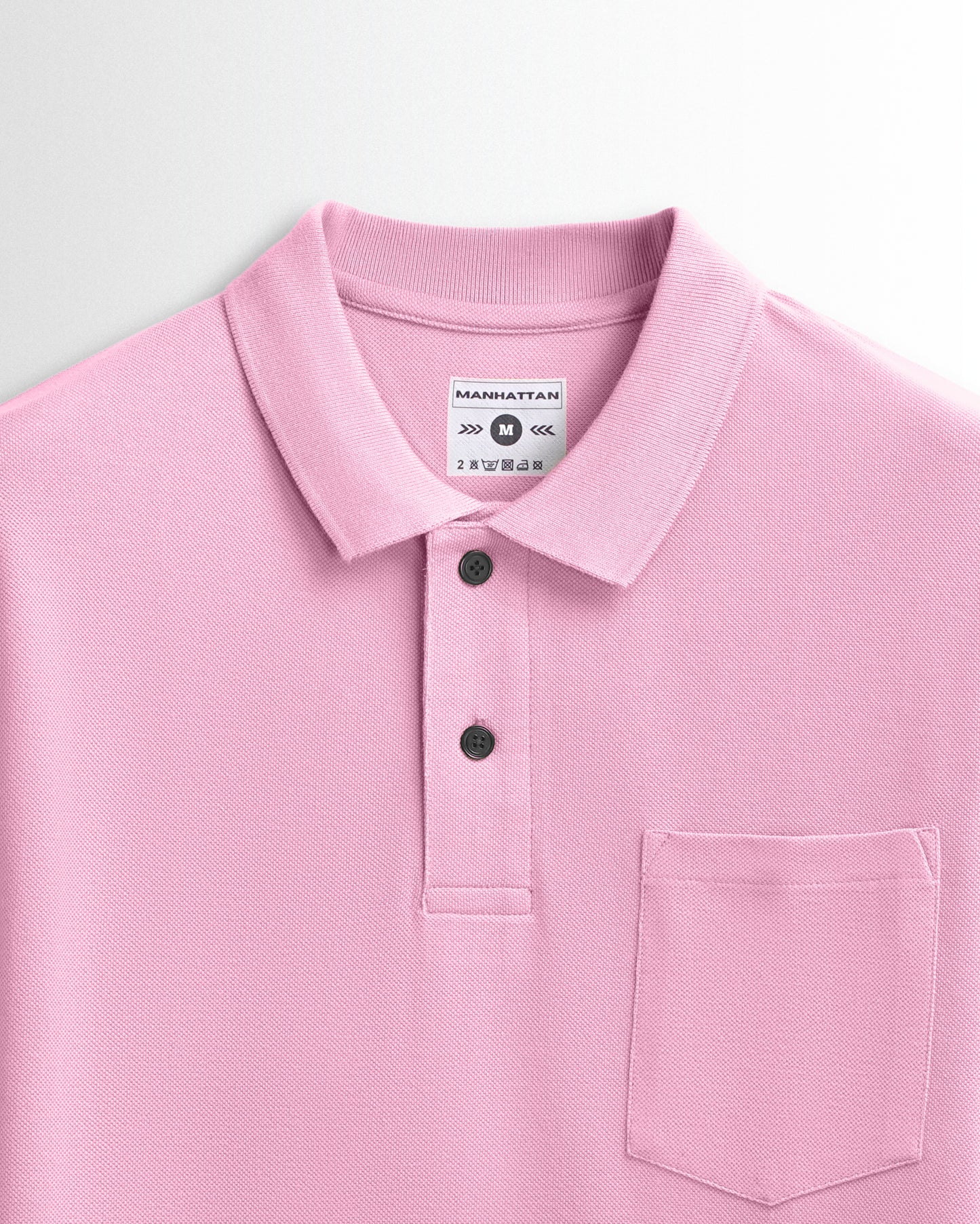 Cotton Polo Full Sleeve Unisex Pink Pocket