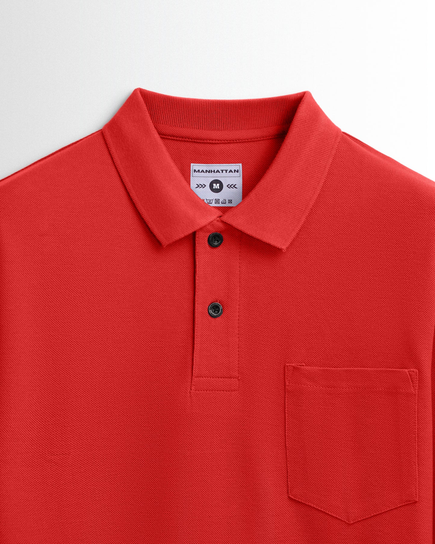 Cotton Polo Full Sleeve Pocket Unisex Red