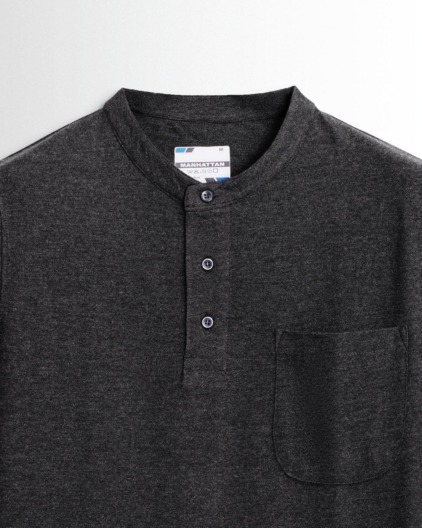Henley Pocket Full Sleeve Dark Grey