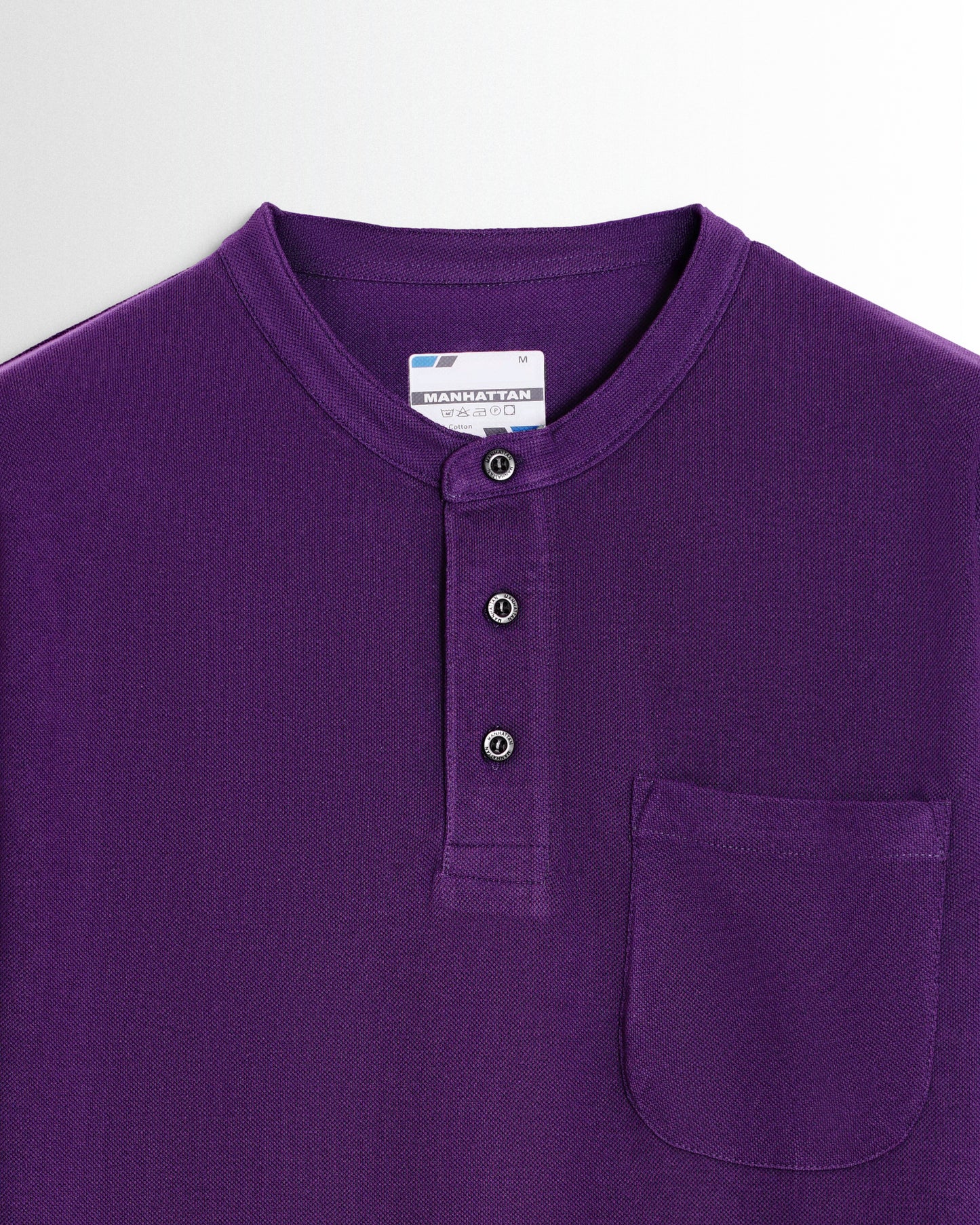 Henley Pocket Full Sleeve Purple