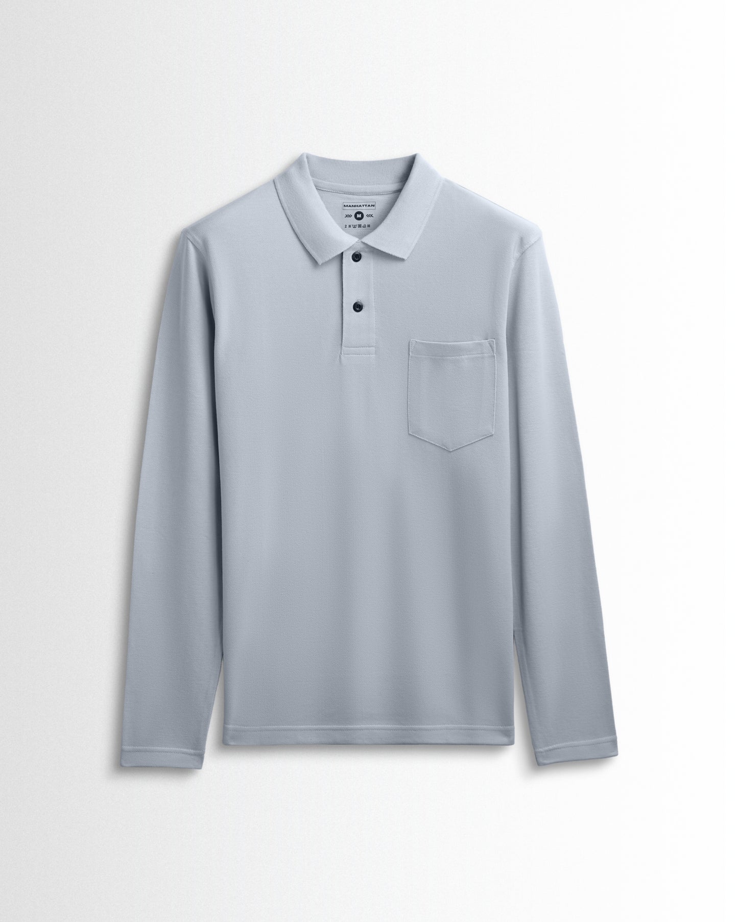 Cotton Polo Full Sleeve Unisex Pearl Grey Pocket