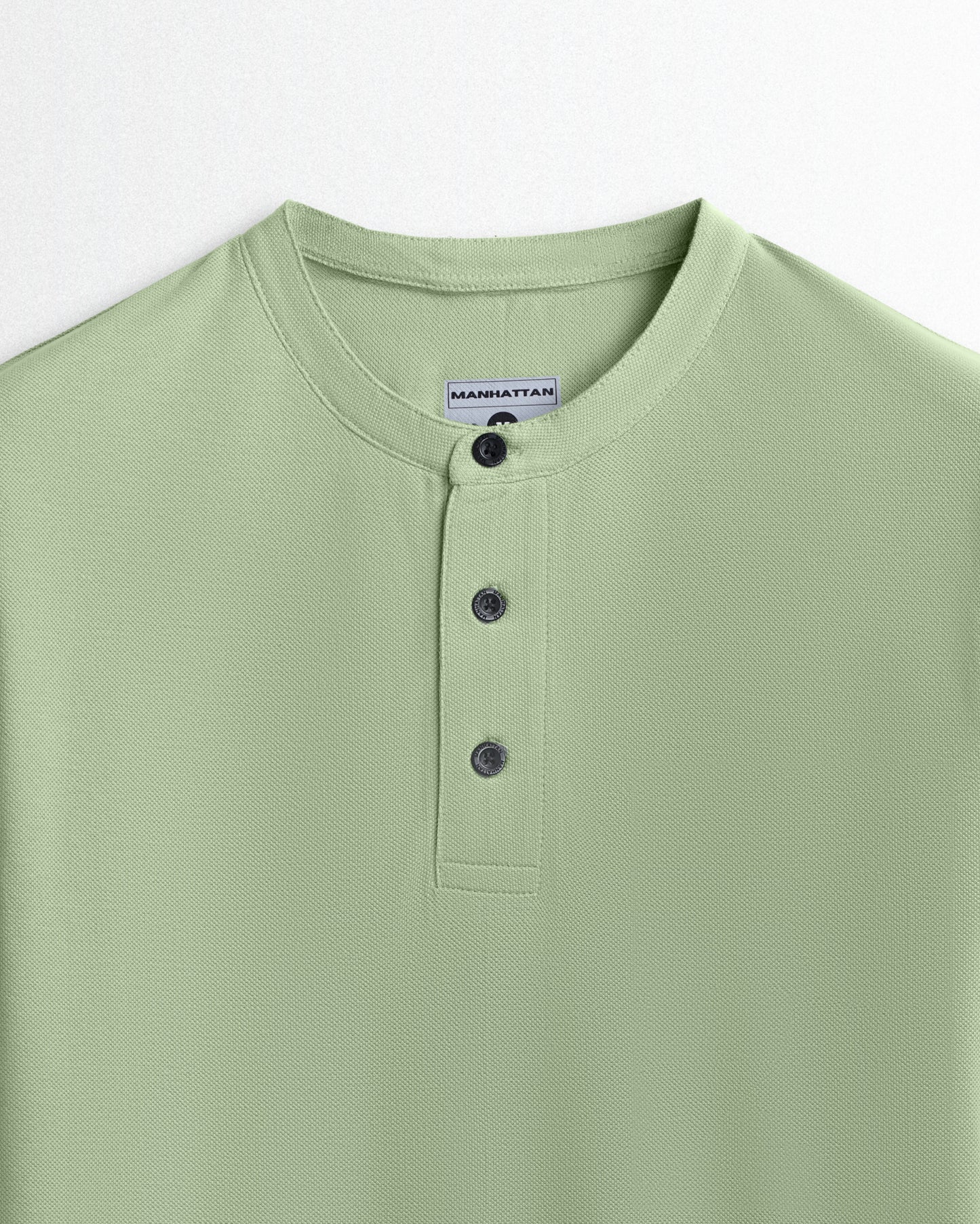 Pure Cotton Henley Without Pocket T Shirts (Light Pista)