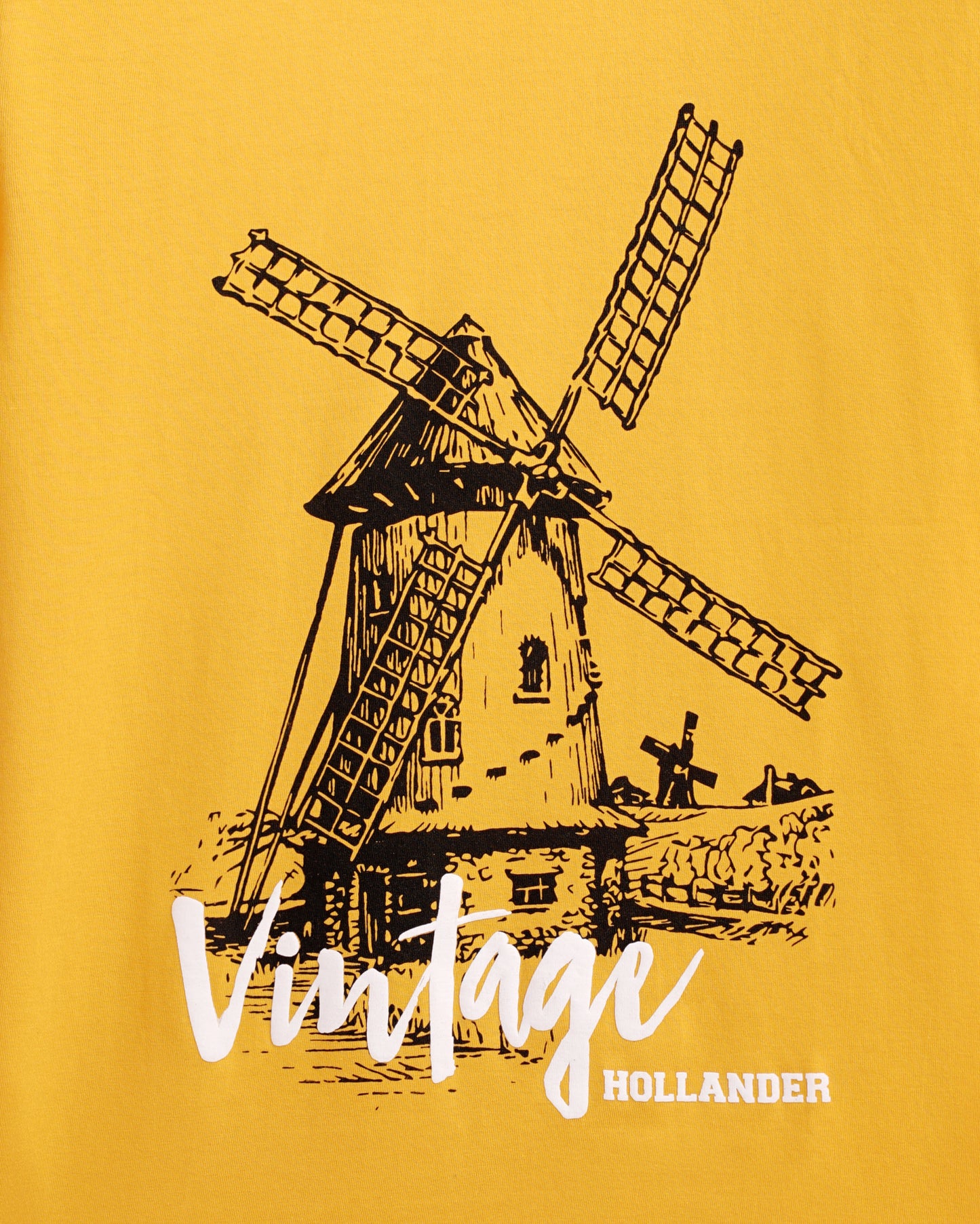 Round Neck Mustard Yellow Printed