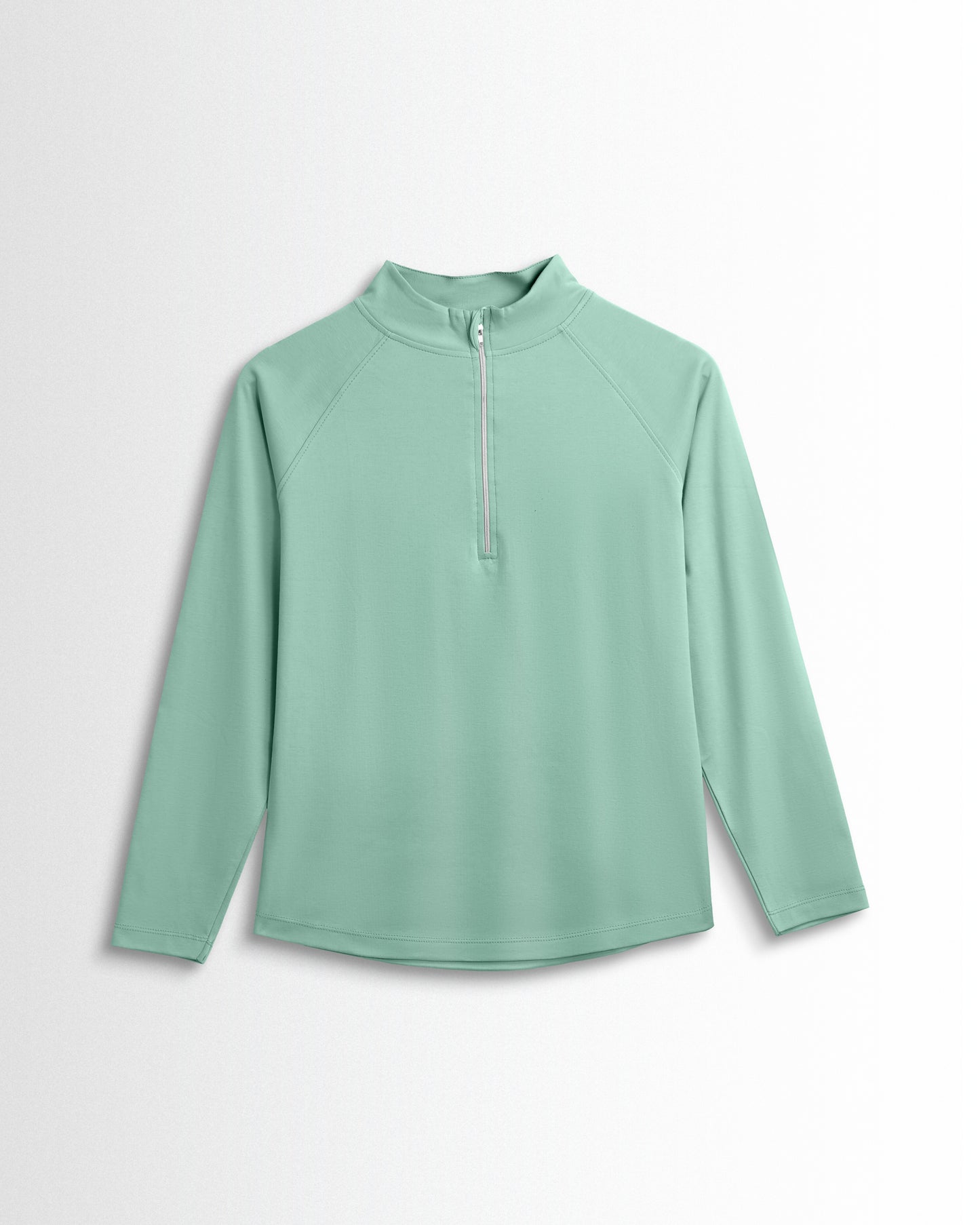 Womens Hineck Zipper Pista Green Full Sleeve