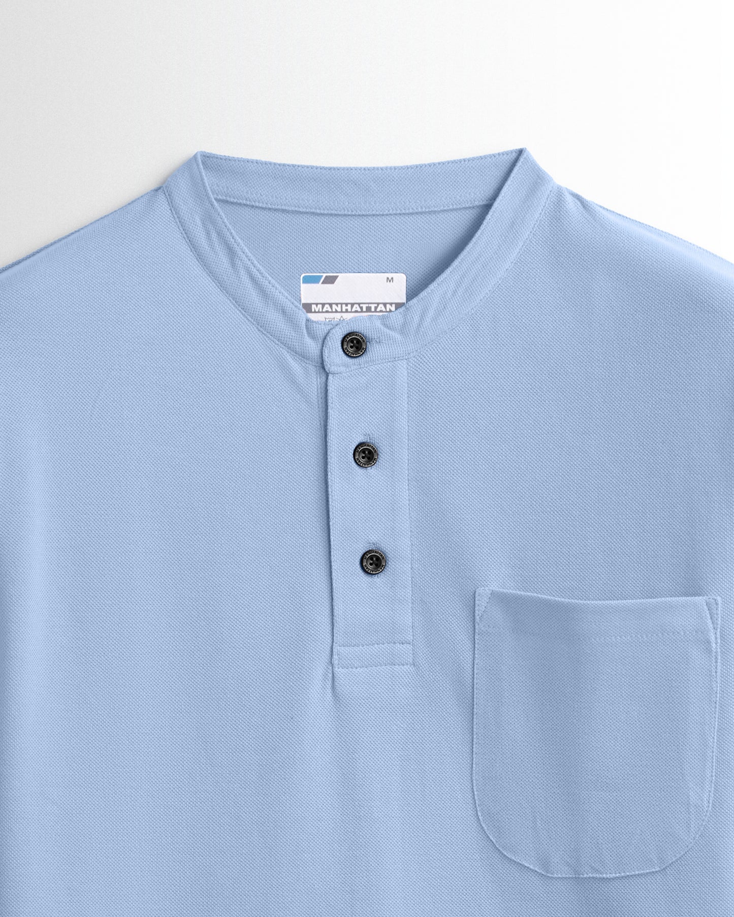 Henley Pocket Full Sleeve Sky Blue