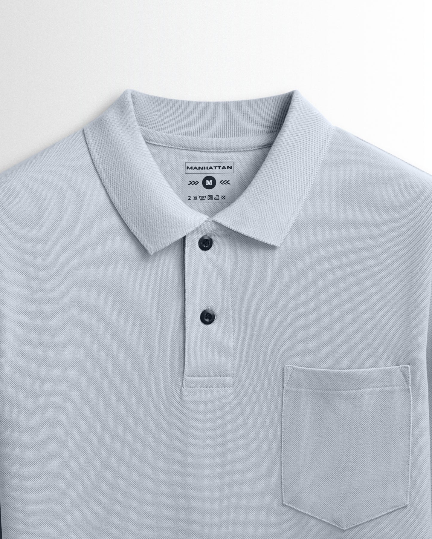 Cotton Polo Full Sleeve Unisex Pearl Grey Pocket