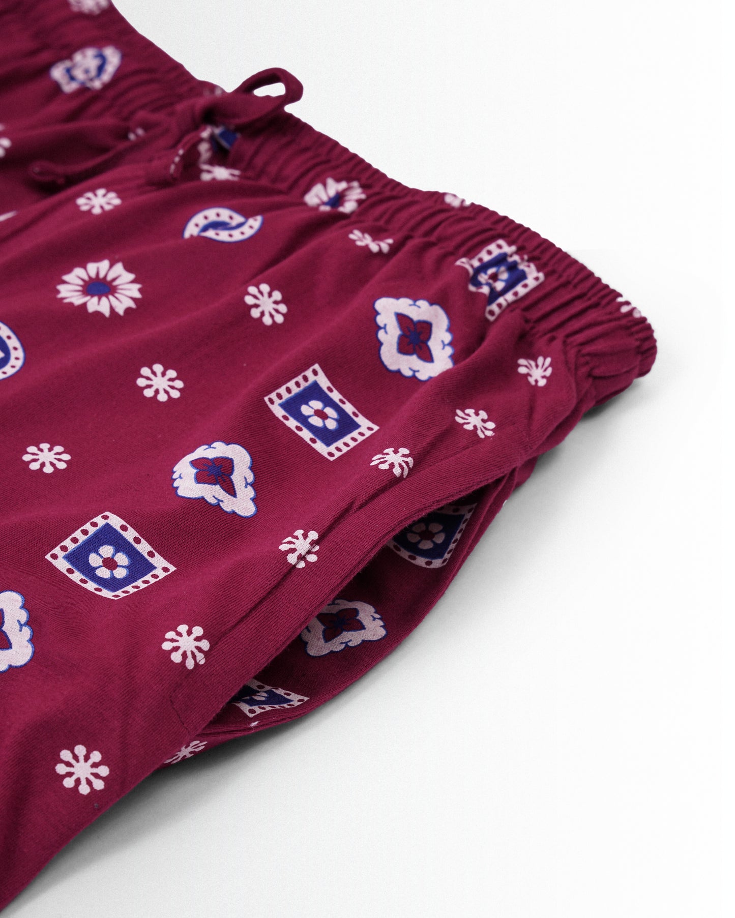 Women's Co ord set Maroon White Flower