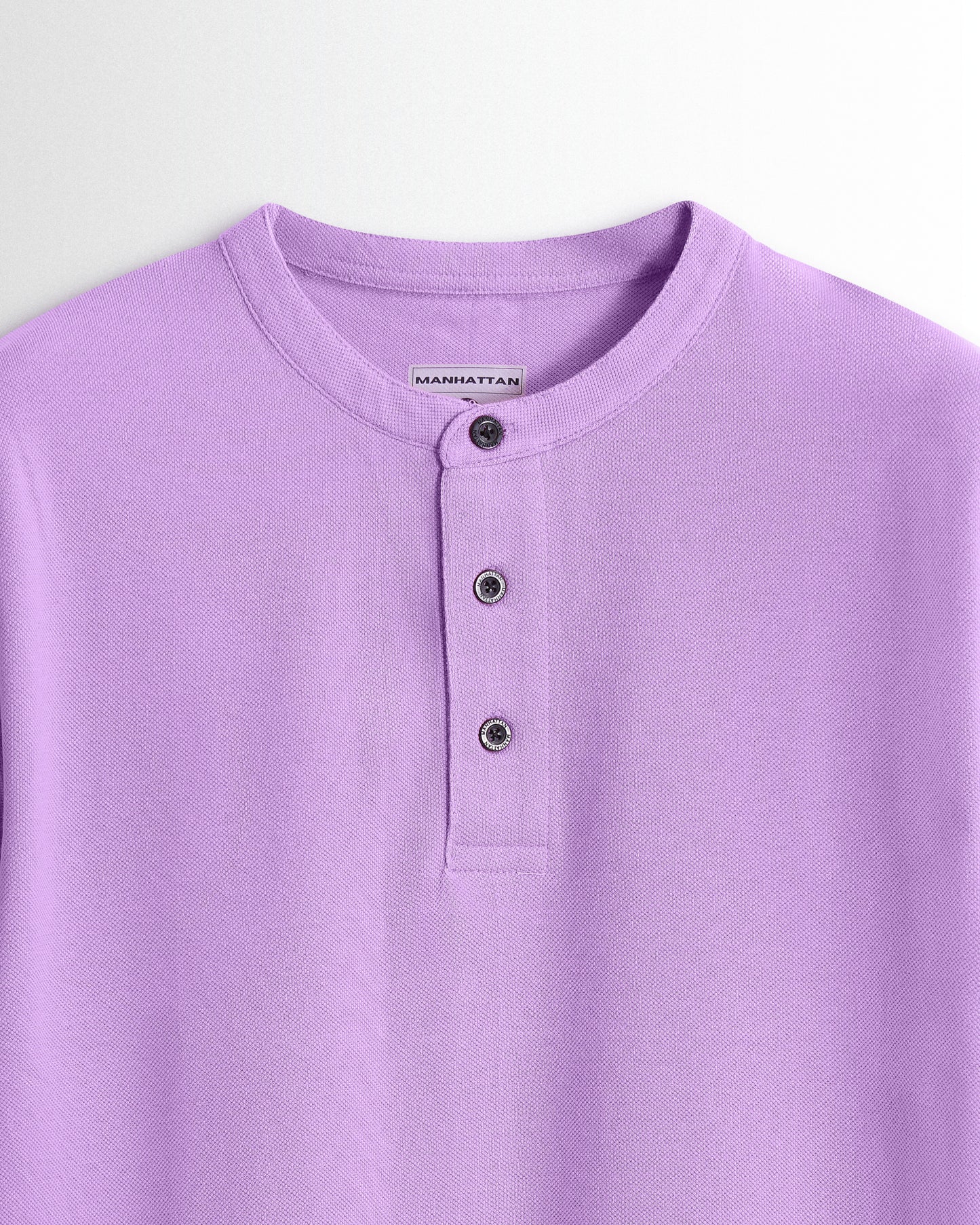 Pure Cotton Henley Without Pocket T Shirts (Lilac)