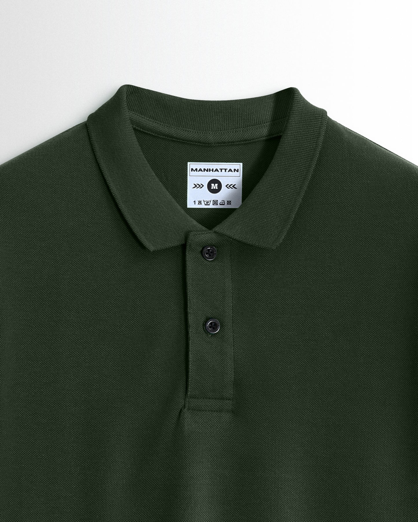 Pure Cotton Polo Plain T Shirts (Dark Green) Without Pocket