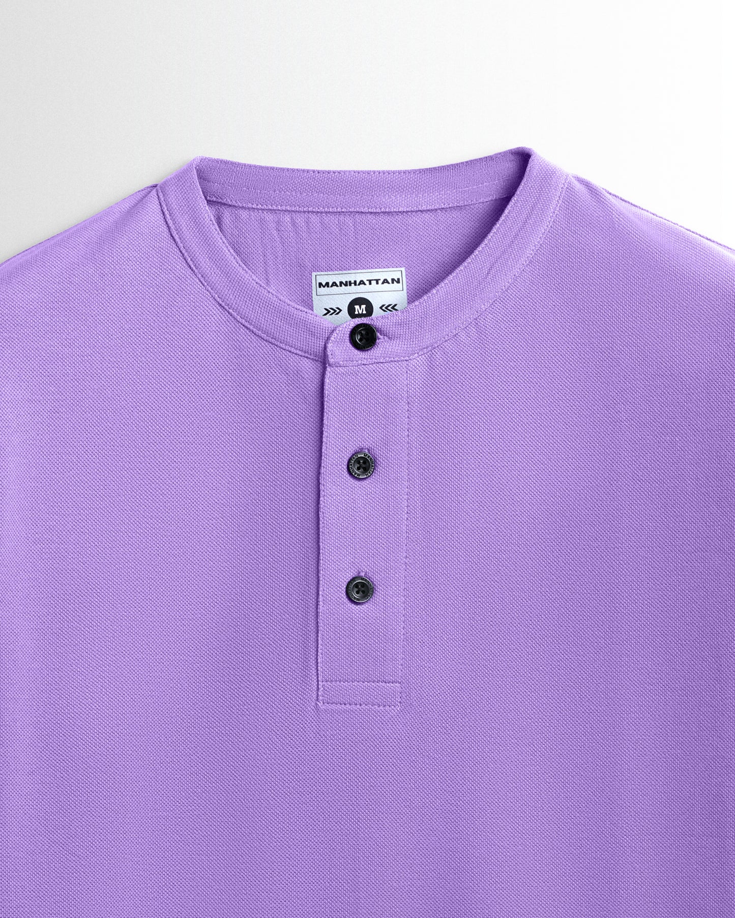 Pure Cotton Henley Without Pocket T Shirt (Lavender)