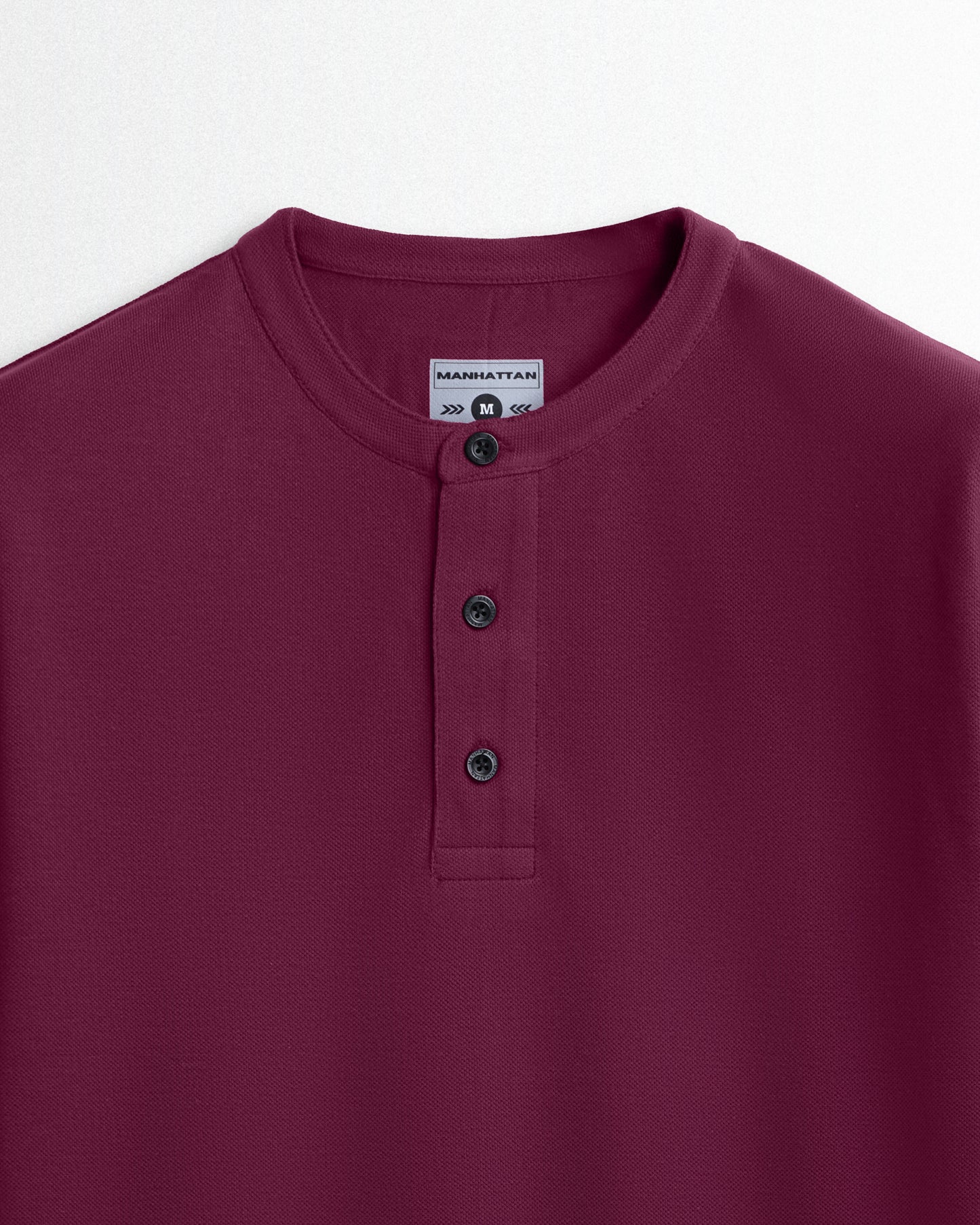 Pure Cotton Henley Without Pocket T Shirts (Wine Red)