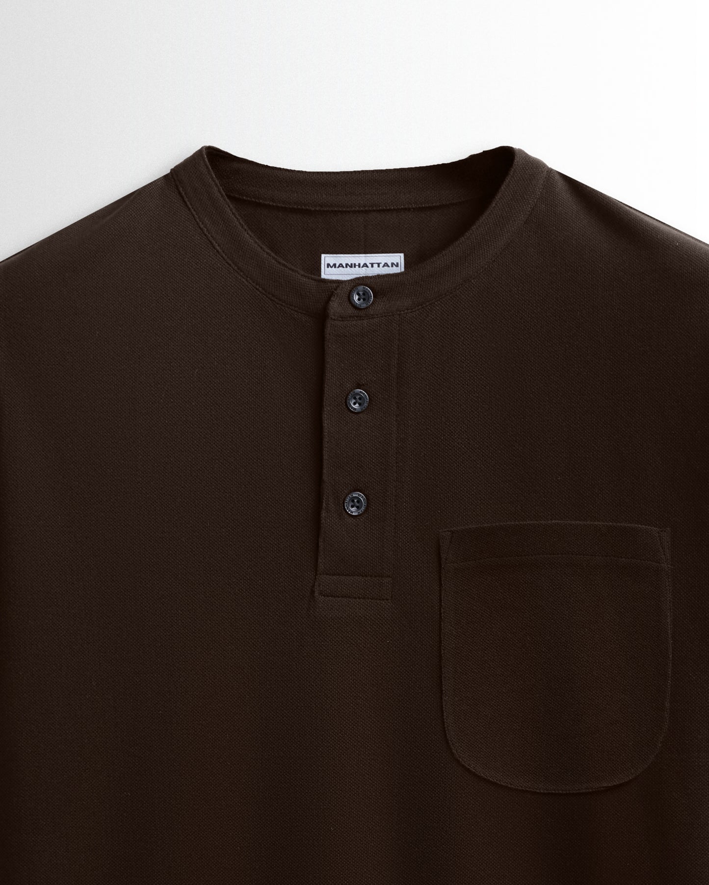 Pure Cotton Henley Pocket T shirts (Coffee Brown)