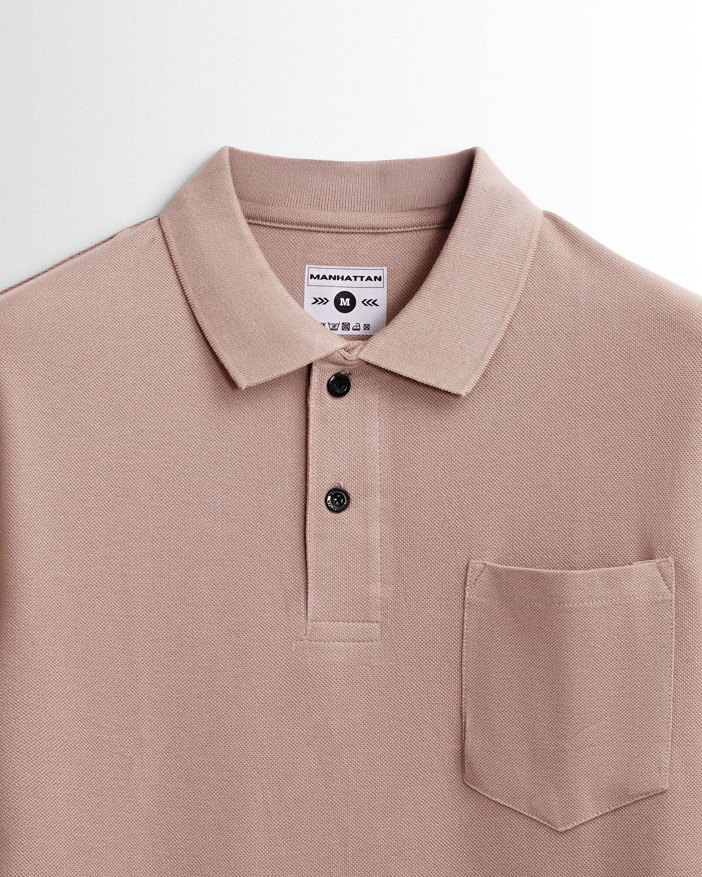 Cotton Polo Full Sleeve Unisex Dusty Pink Pocket
