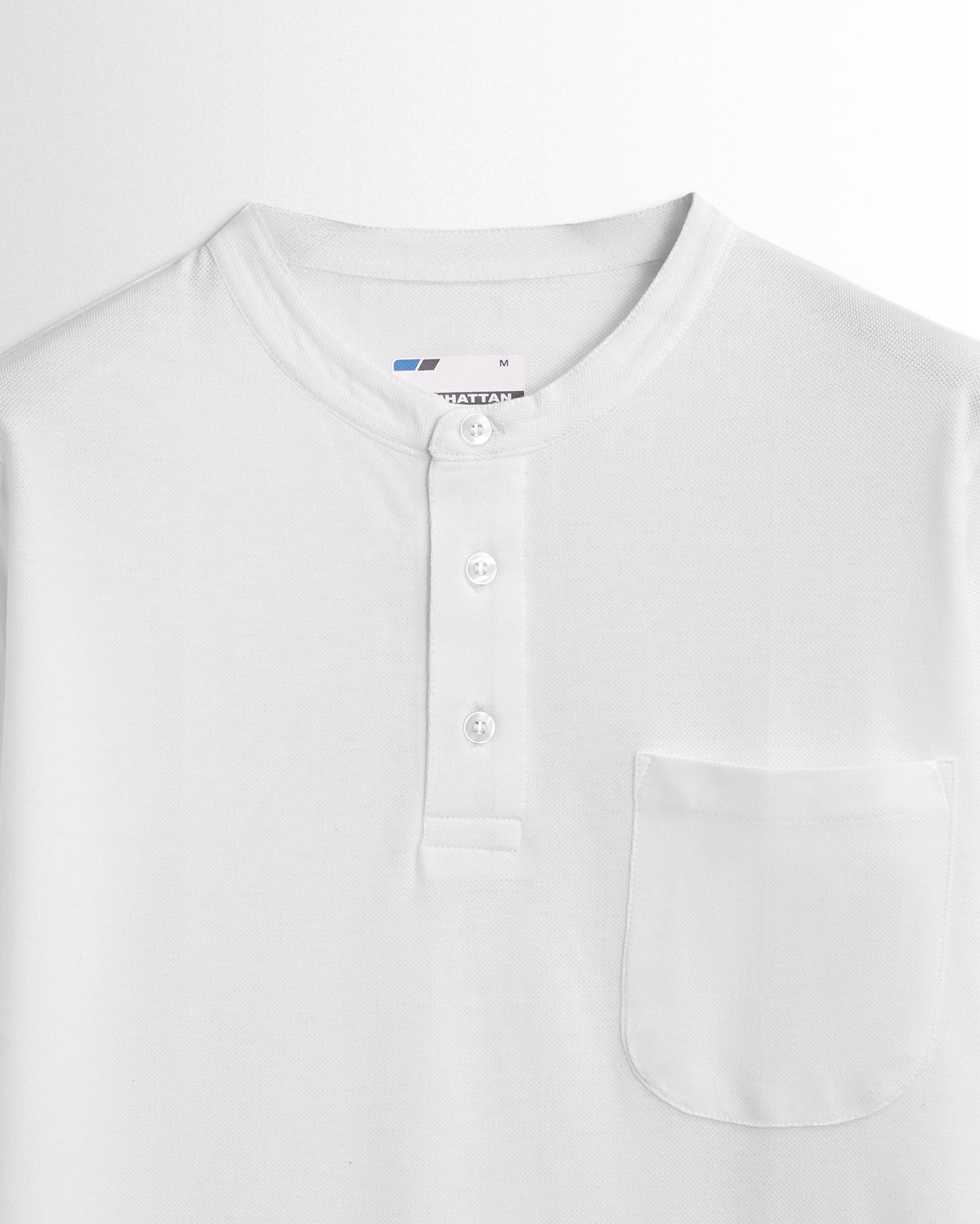 Henley Pocket Full Sleeve White