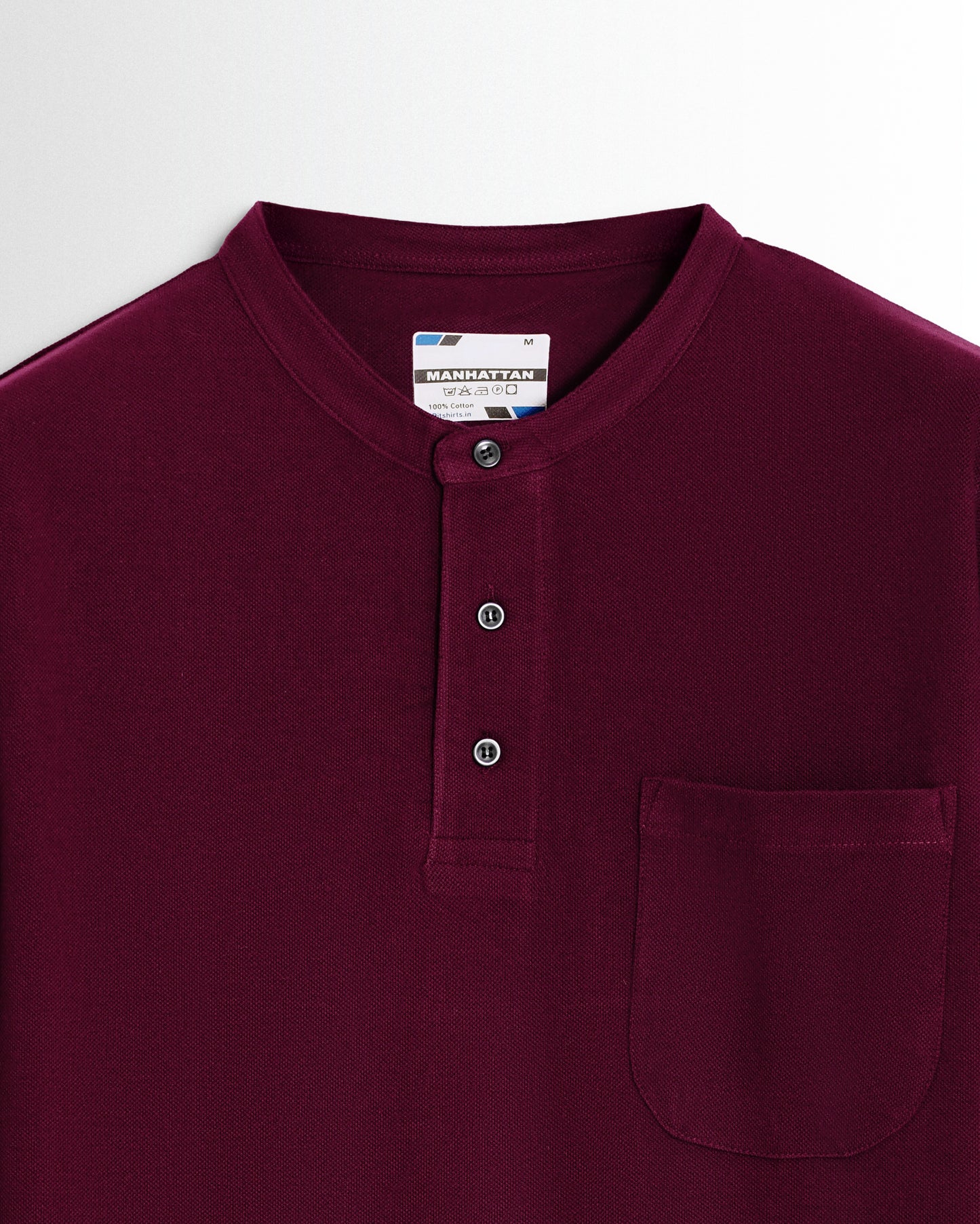 Henley Pocket Full Sleeve Maroon