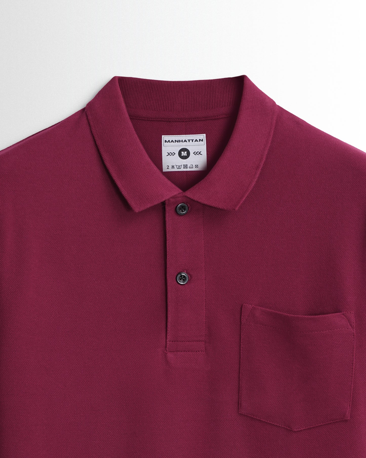 Cotton Polo Full Sleeve Unisex Burgundy Pocket