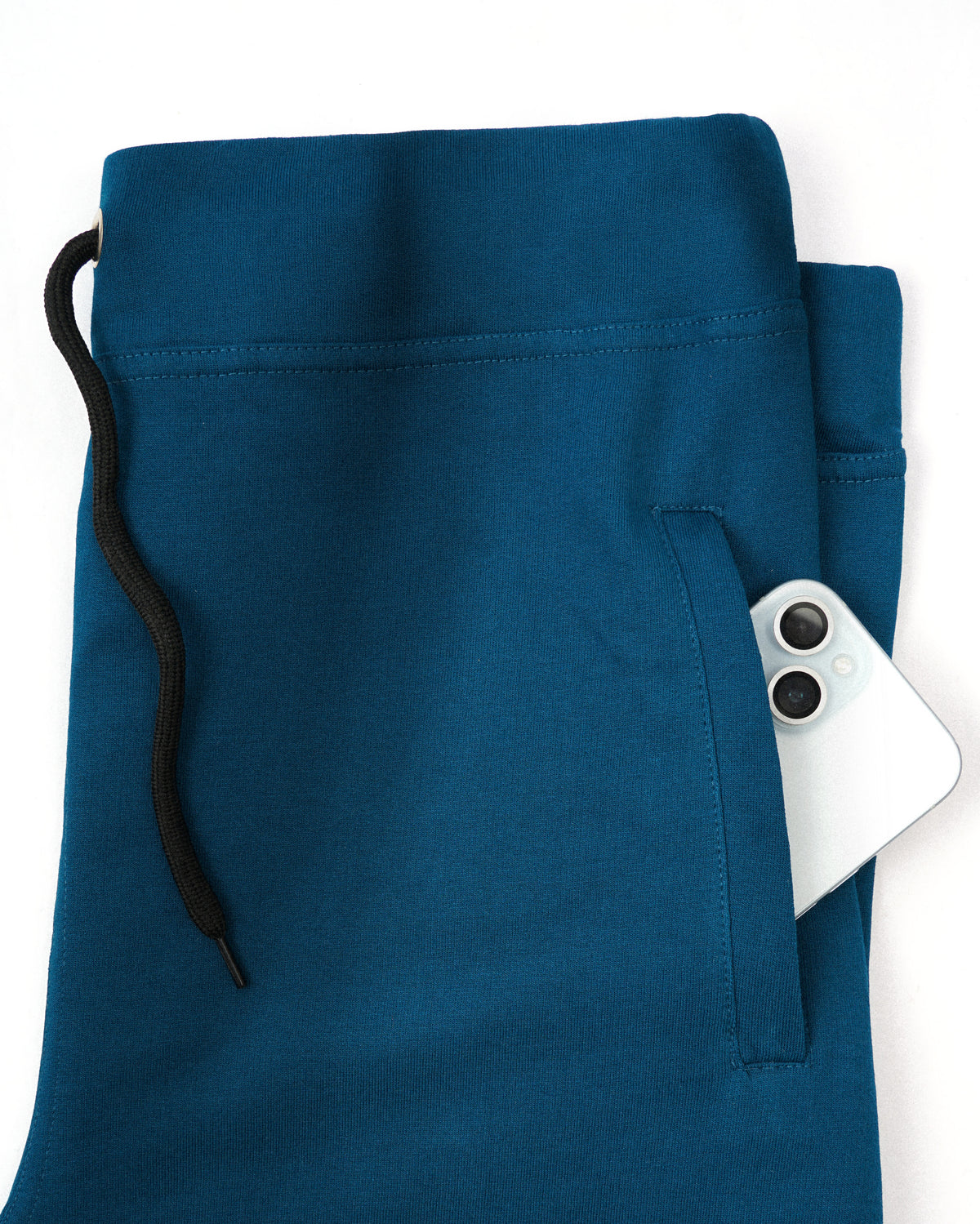 Premium Cotton Teal Blue 3/4 Shorts Regular Fit