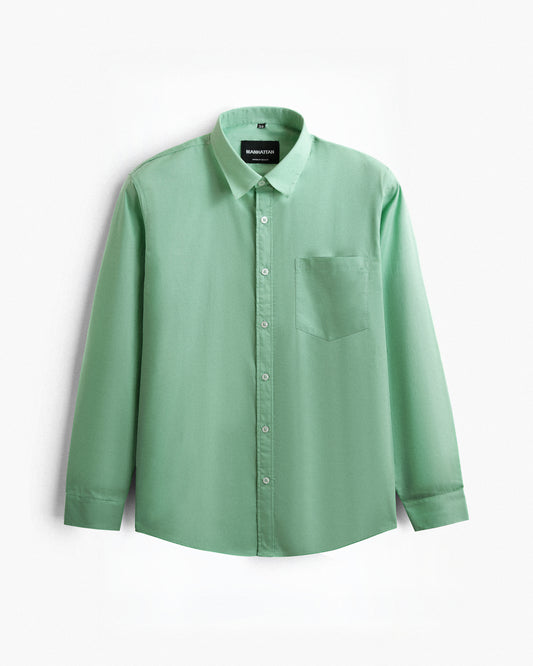 Pure Cotton Pista Green Shirts Full Sleeve