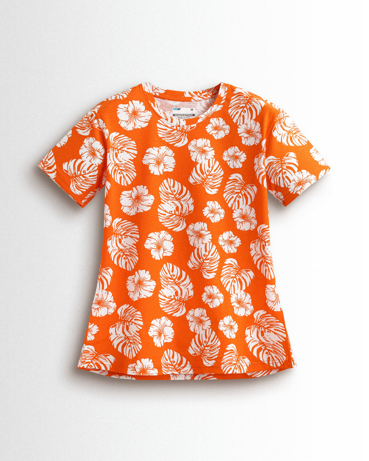 Women's Co ord set Orange White Flower