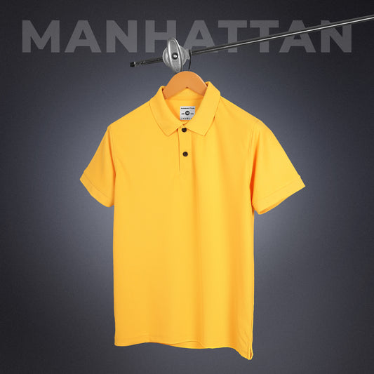 Sports Dry Fit Golden Yellow Polo T Shirts (Micro Polyester)