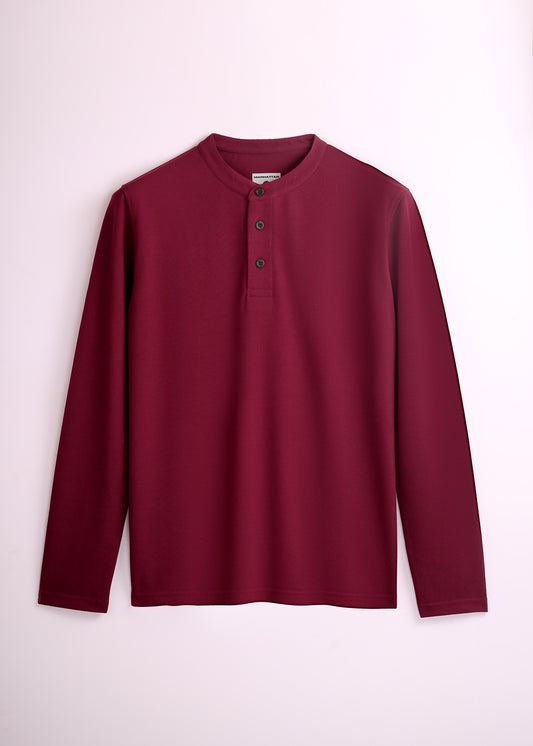 Henley Full Sleeve Unisex Maroon