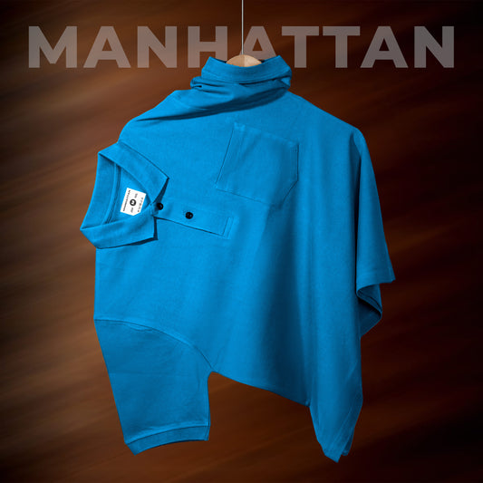 Pure Cotton Polo Pocket T Shirts (Turquoise Blue)