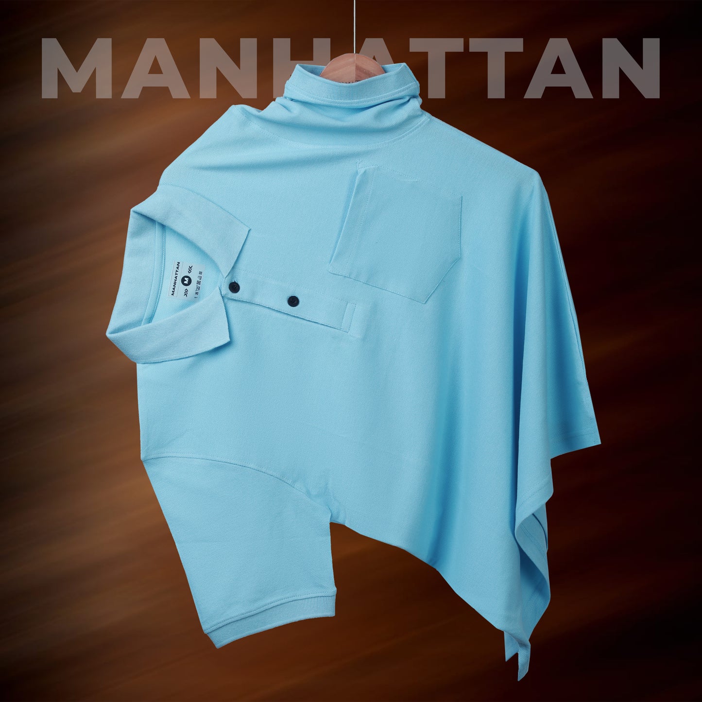 Pure Cotton Polo Pocket T Shirts (Sky Blue)