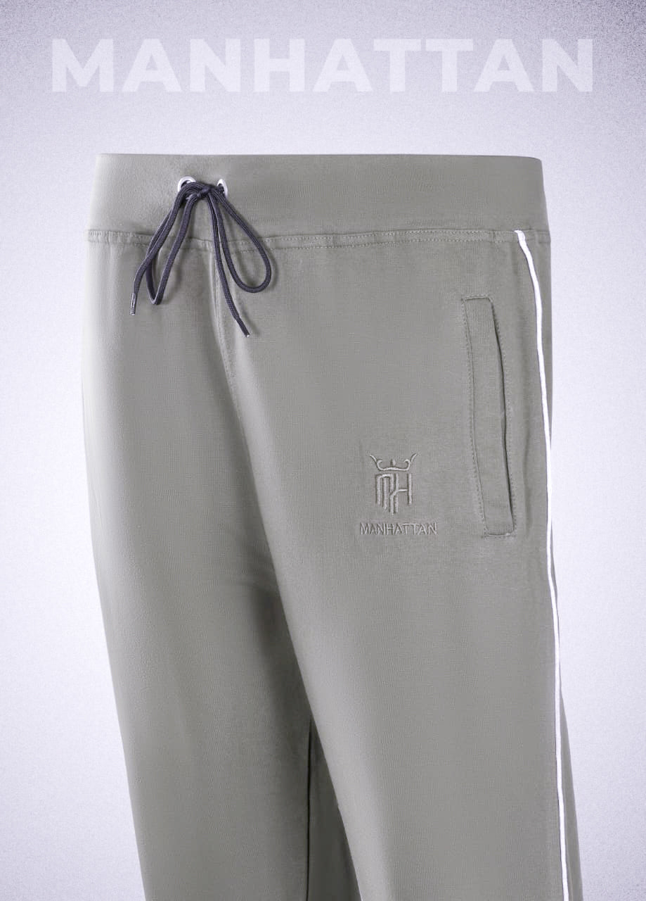 Premium Cotton Cement Grey Track Pant Regular Fit