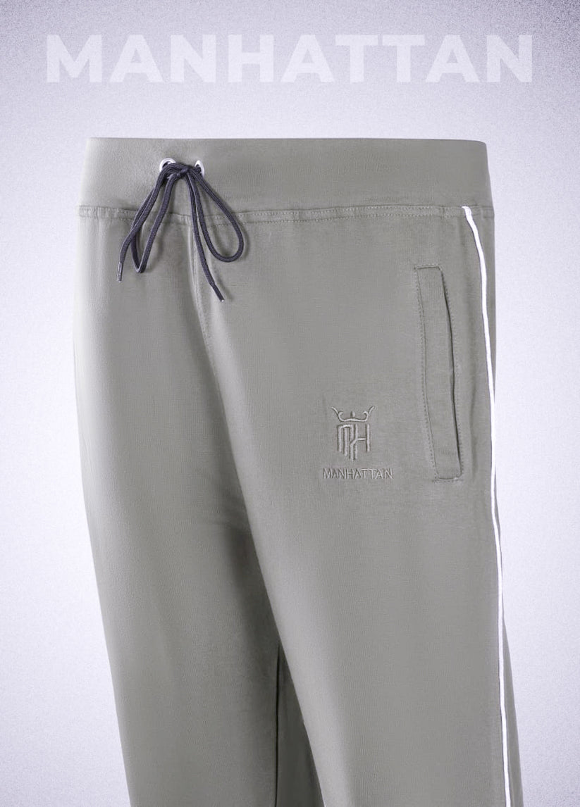 Cement Grey Cotton Narrow Pants