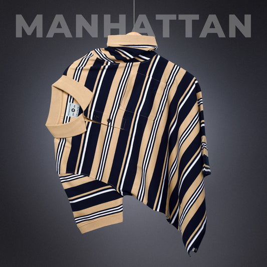 Pure Cotton Multi Stripes Polo Pocket (Beach/Navy Stripes)