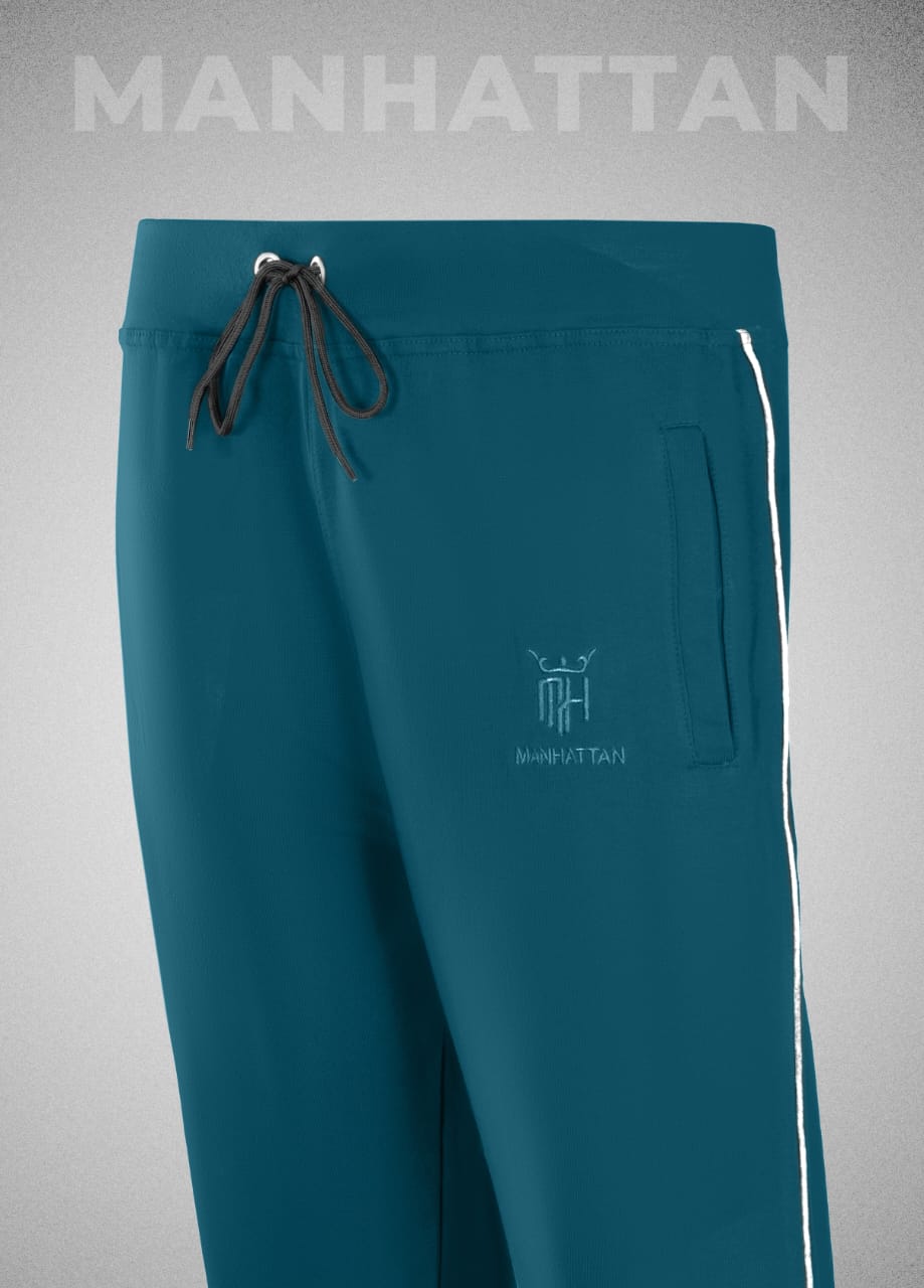 Premium Cotton Teal Blue Track Pant Regular Fit