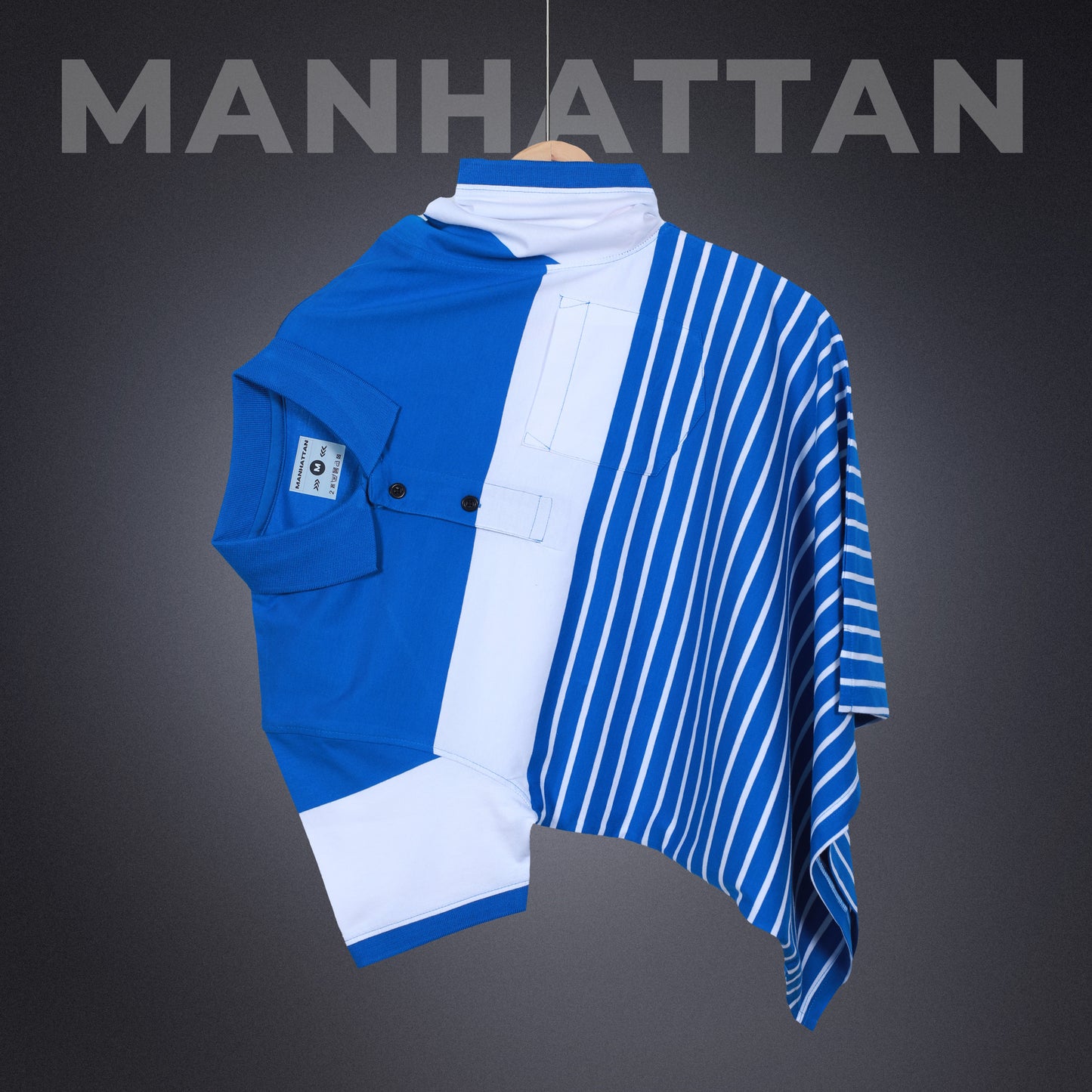 Pure Cotton Pin Stripes Polo Pocket (Blue/White Stripes)