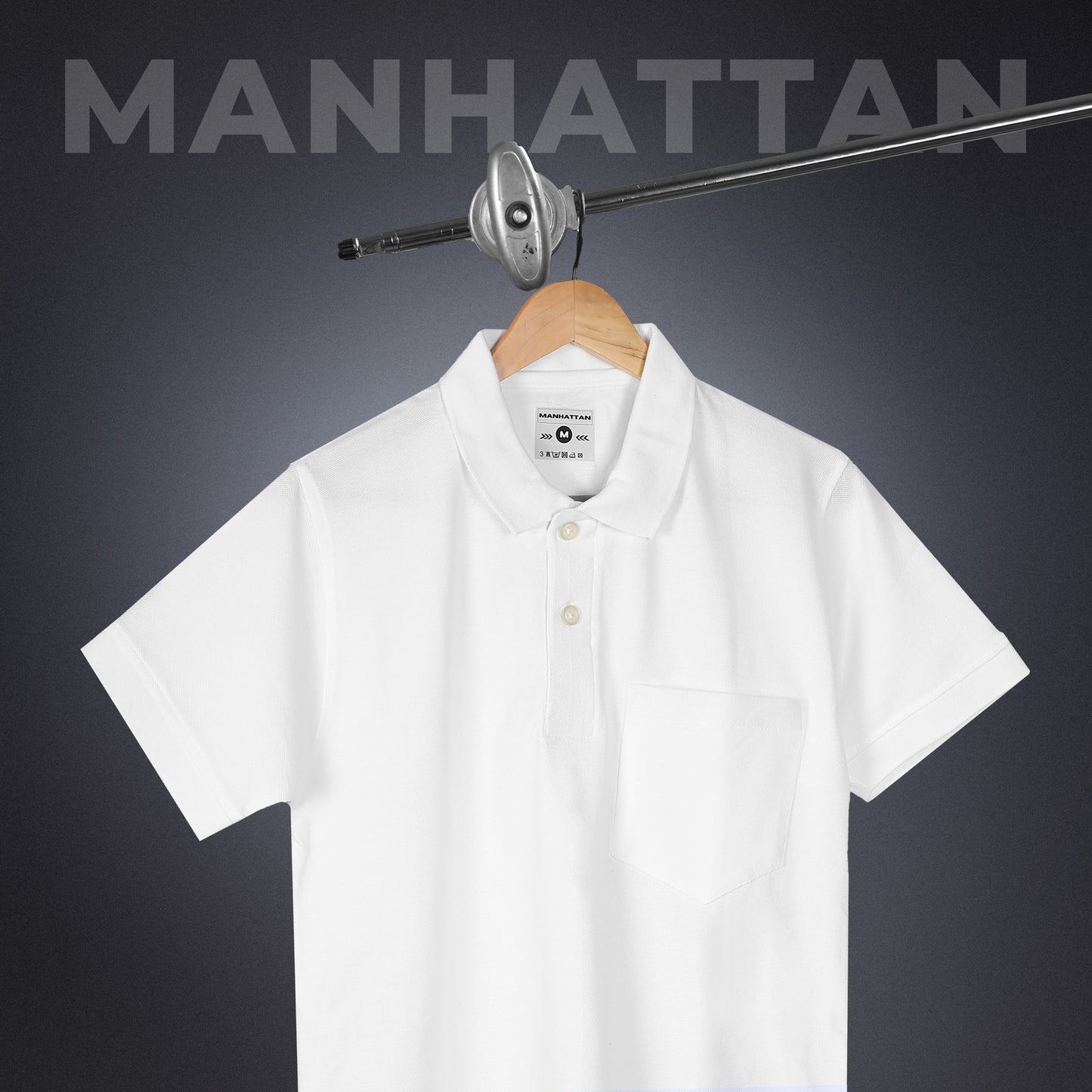 Pure Cotton Polo Pocket T shirts (White)