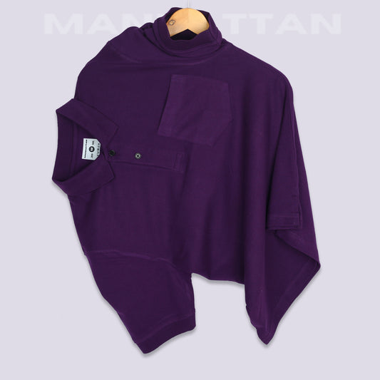 Pure Cotton Polo Pocket T Shirt (Purple)