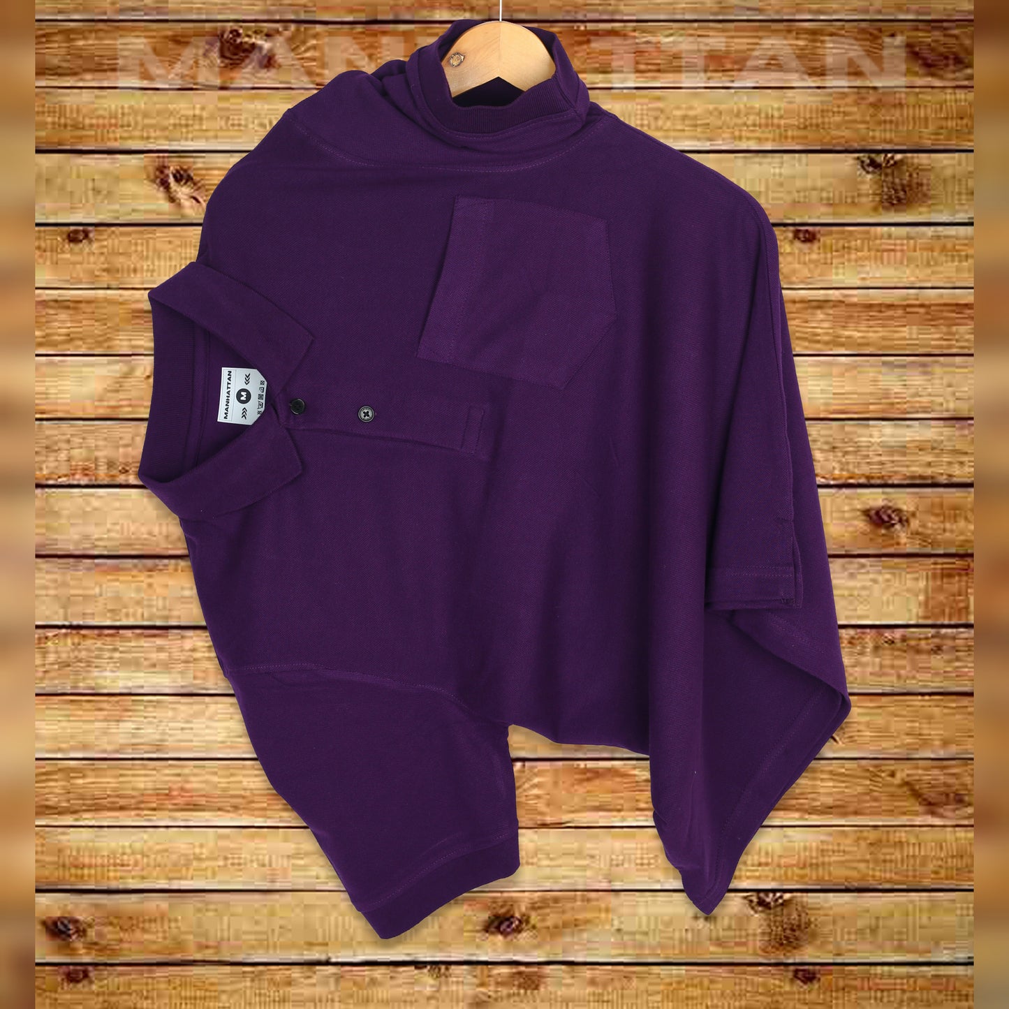 Pure Cotton Polo Pocket T Shirt (Purple)