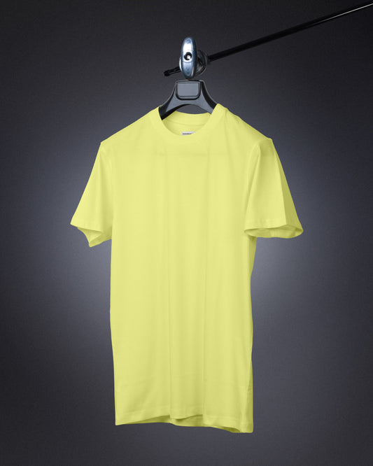 Round Neck Regular Fit T Shirts Unisex Pastel Yellow